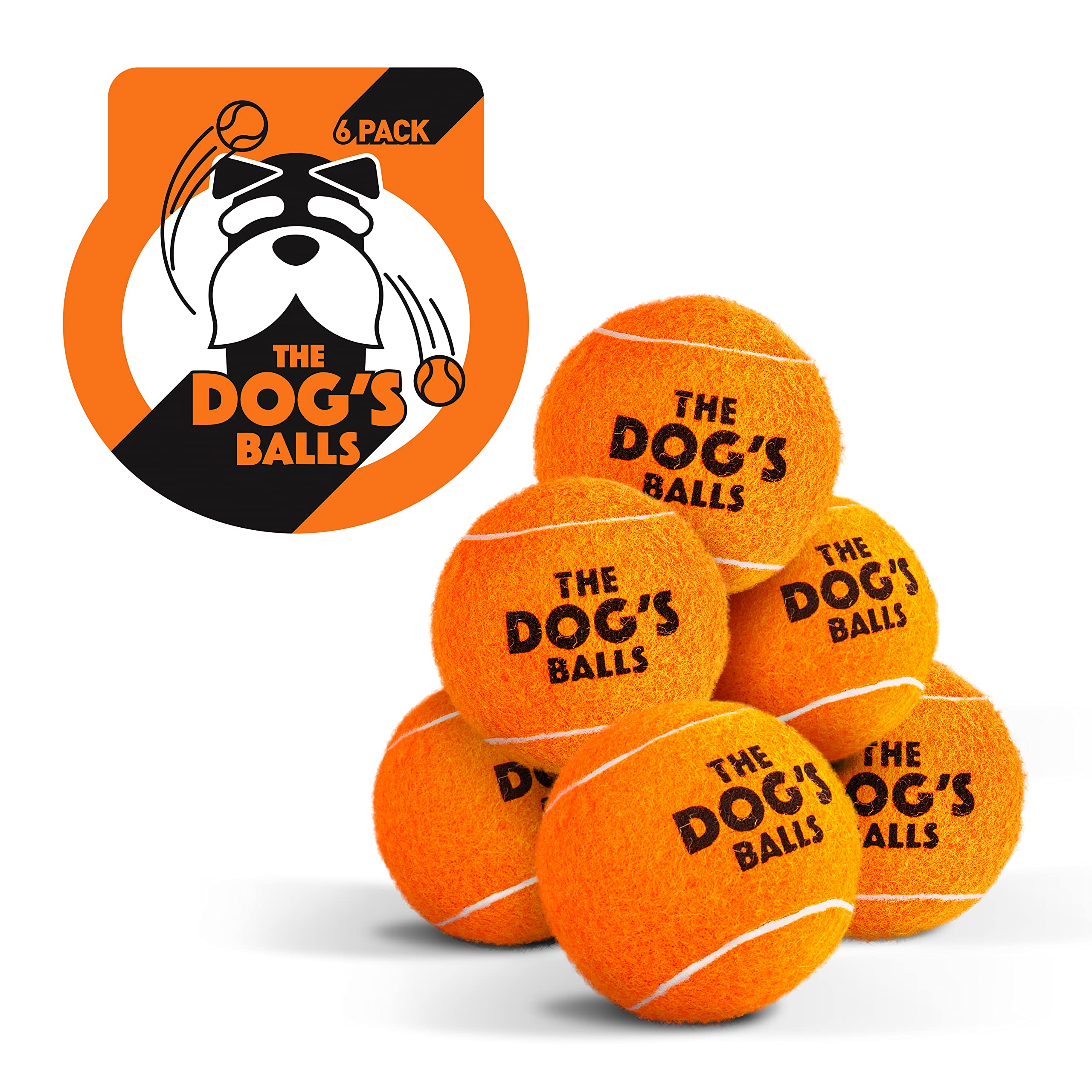 The Dog's Balls The Little Dog's Balls, Dog Tennis Balls, 6-Pack Orange, 1.9 Inches Diameter Dog Toy, Strong Dog & Puppy Ball for Training, Play