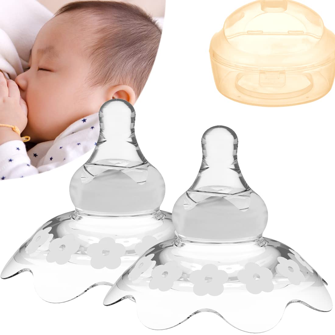 YIYEE Nipple Shield for Breastfeeding 2 count, Upgraded for Protecting Inverted  Sore Nipples, Assisting Latch Difficulties, gre