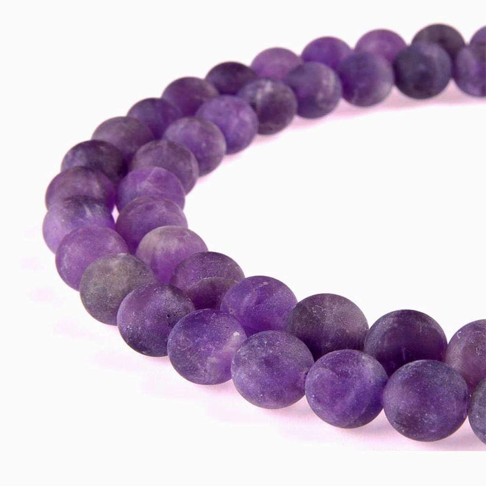 PLTbeads Amethyst Natural gemstone Loose Beads 8mm Matte Round Approxi 155 inch DIY Bracelet Necklace for Jewelry Making