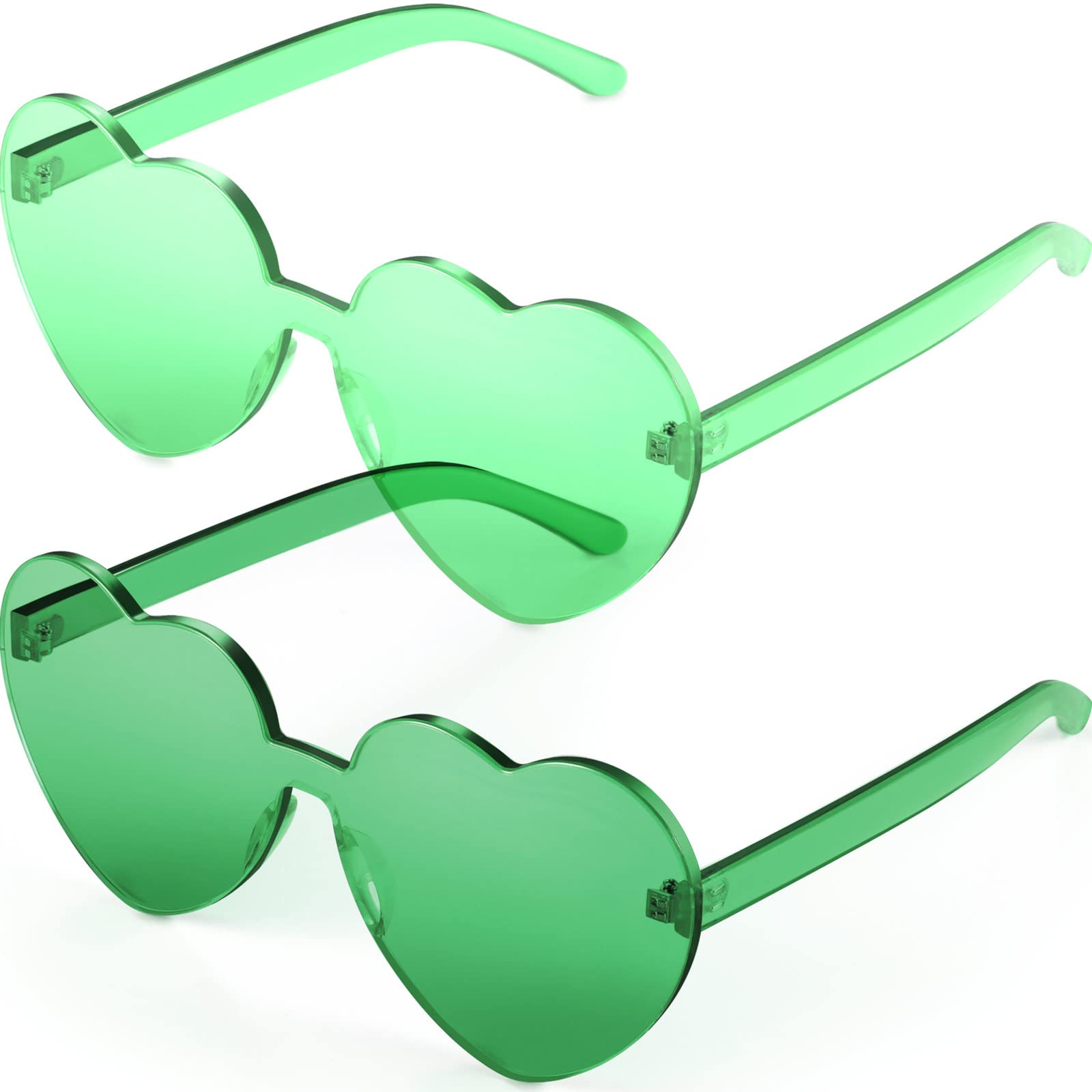 Maxdot 2 Pieces Heart Shape Rimless Sunglasses Transparent candy color Frameless glasses Love Eyewear ()