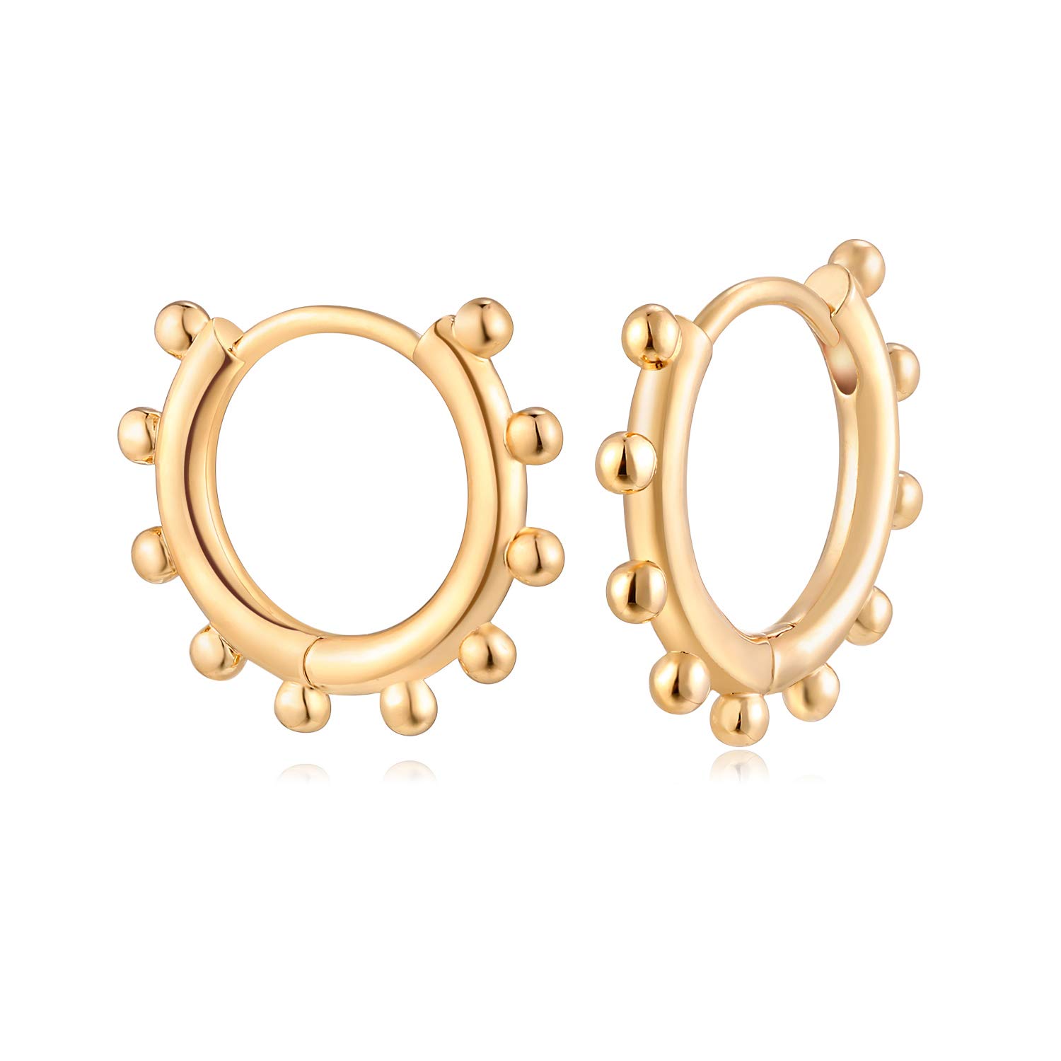 MYEARS Women Diamond Earrings Gold Huggie Hoop Mini Dot Sleeper Diamond Cubic Zirconia 14k Gold Filled Small