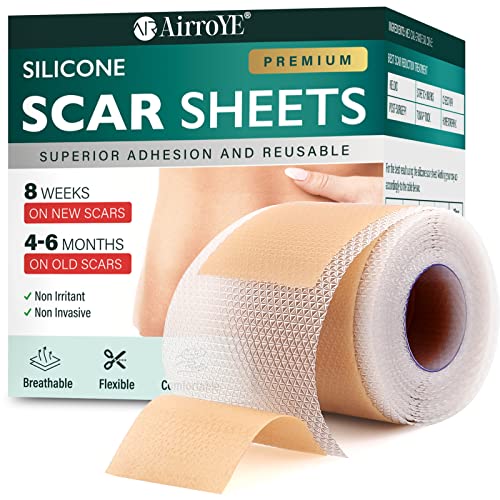 AirroYE Silicone Scar Sheets,Silicone Scar Tape(16x 120 Roll-3M), Reusable And Effective Scar Removal Sheets, Silicone Scar Removal Shee