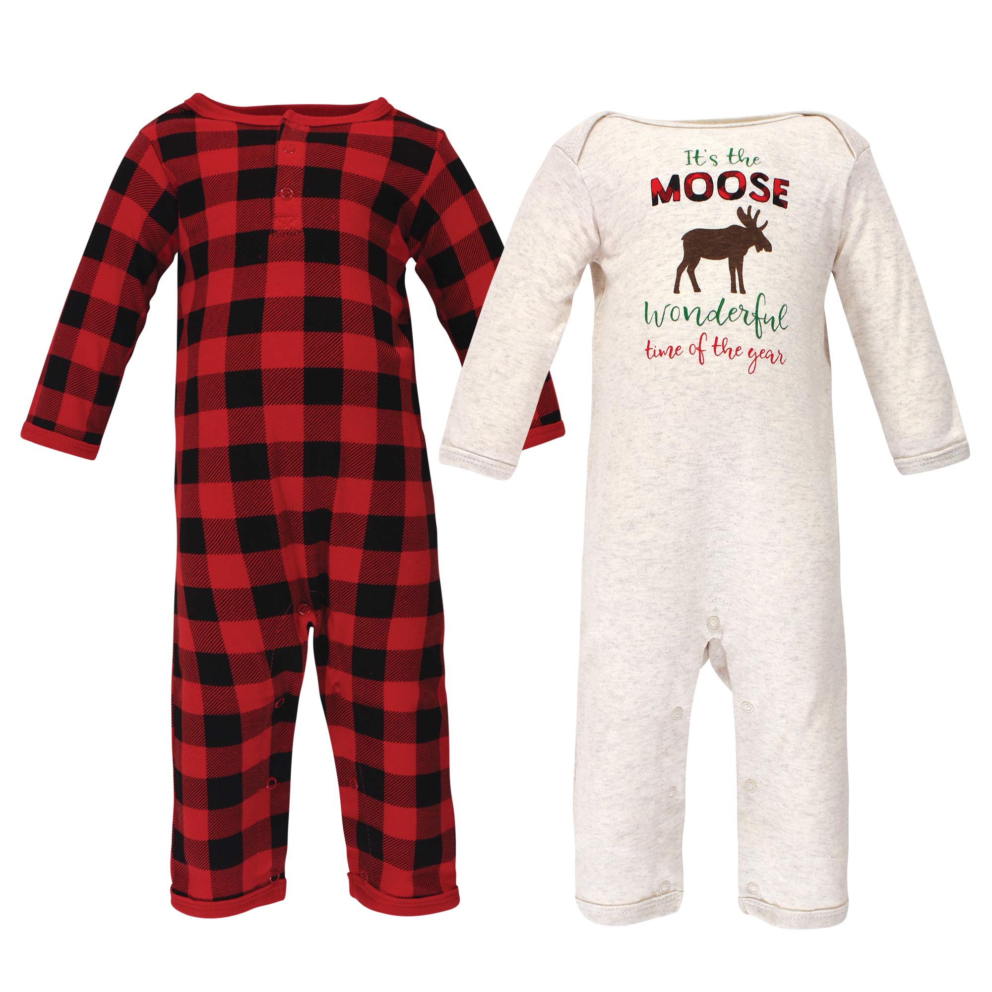 Hudson Baby Unisex Baby cotton coveralls Moose Wonderful Time, 6-9 Months