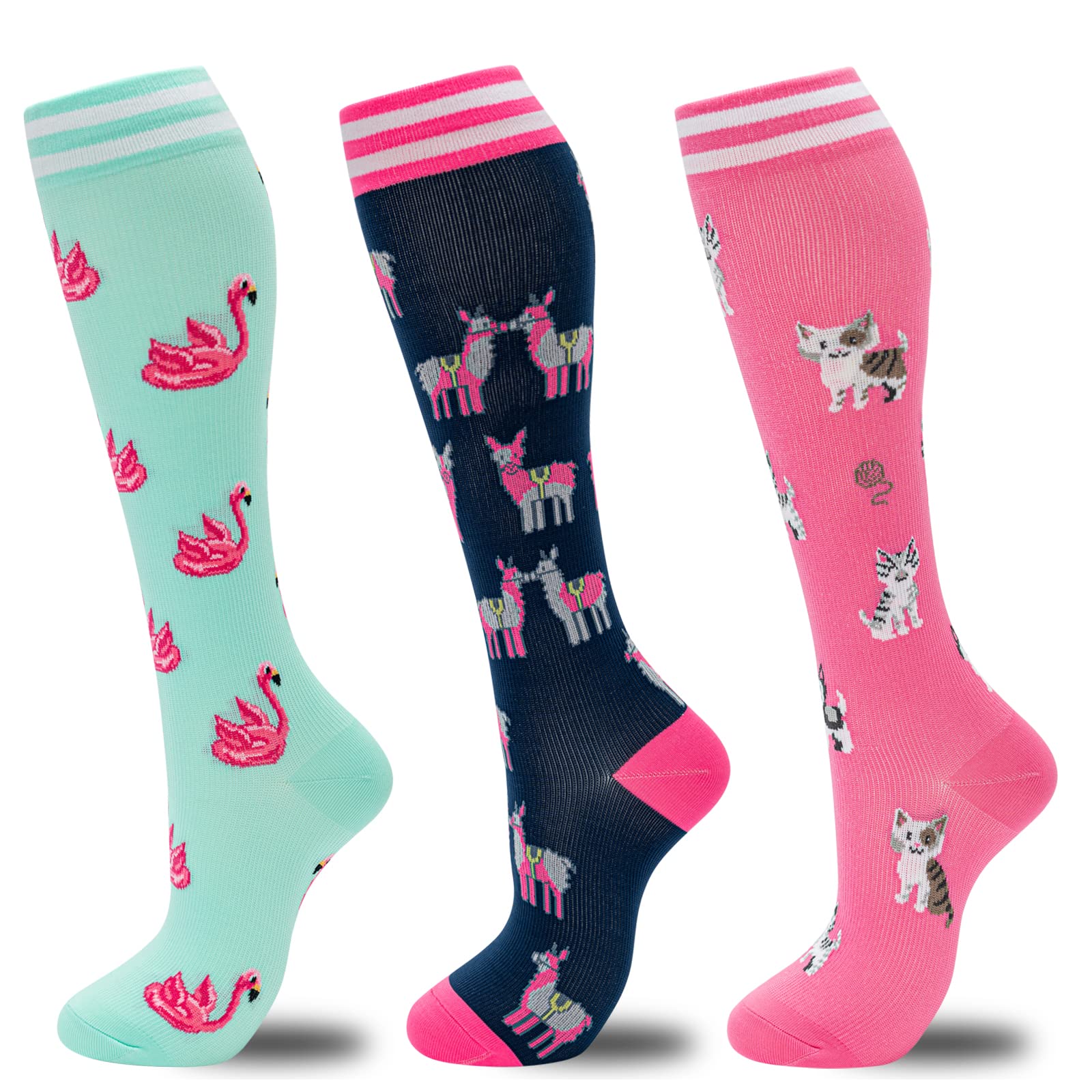 fenglaoda compression Socks for Women Men circulation 20-30 mmHg cute Fun Support Socks For Nurse, Pregnancy, Travel, Flight