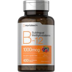 Horbach Vitamin B12 Sublingual 1000 mcg  400 Fast Dissolve Tablets  Methylcobalamin Supplement for Adults  Natural Berry Flavor  Vegan, 