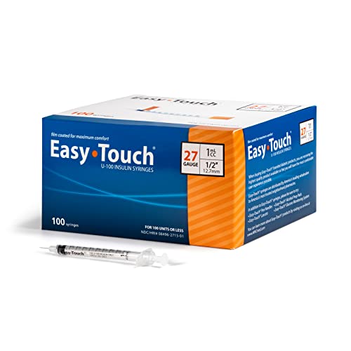 Easy Touch EasyTouch U-100 Insulin Syringe with Needle, 27g 1cc 12-Inch ...