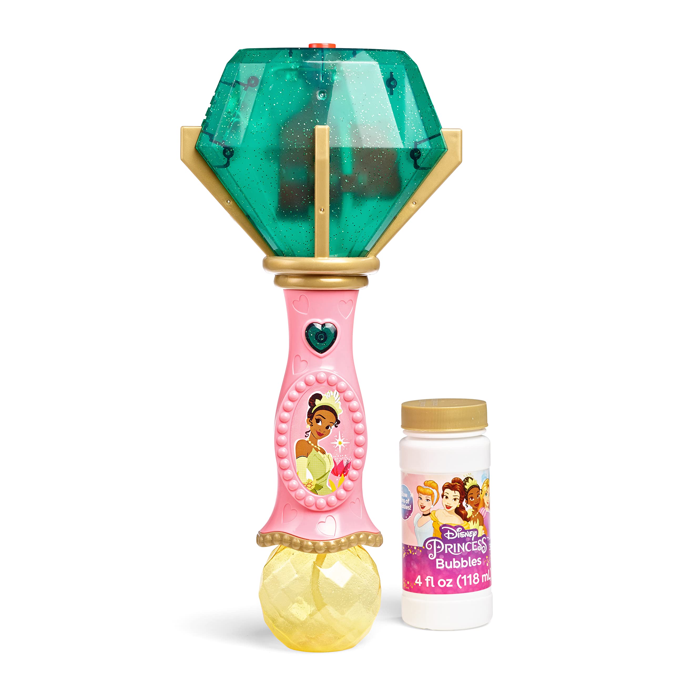 Little Kids Disney Princess and The Frog Tiana Light and Sound Musical Bubble Wand, Includes Bubble Solution, Multi (20522)