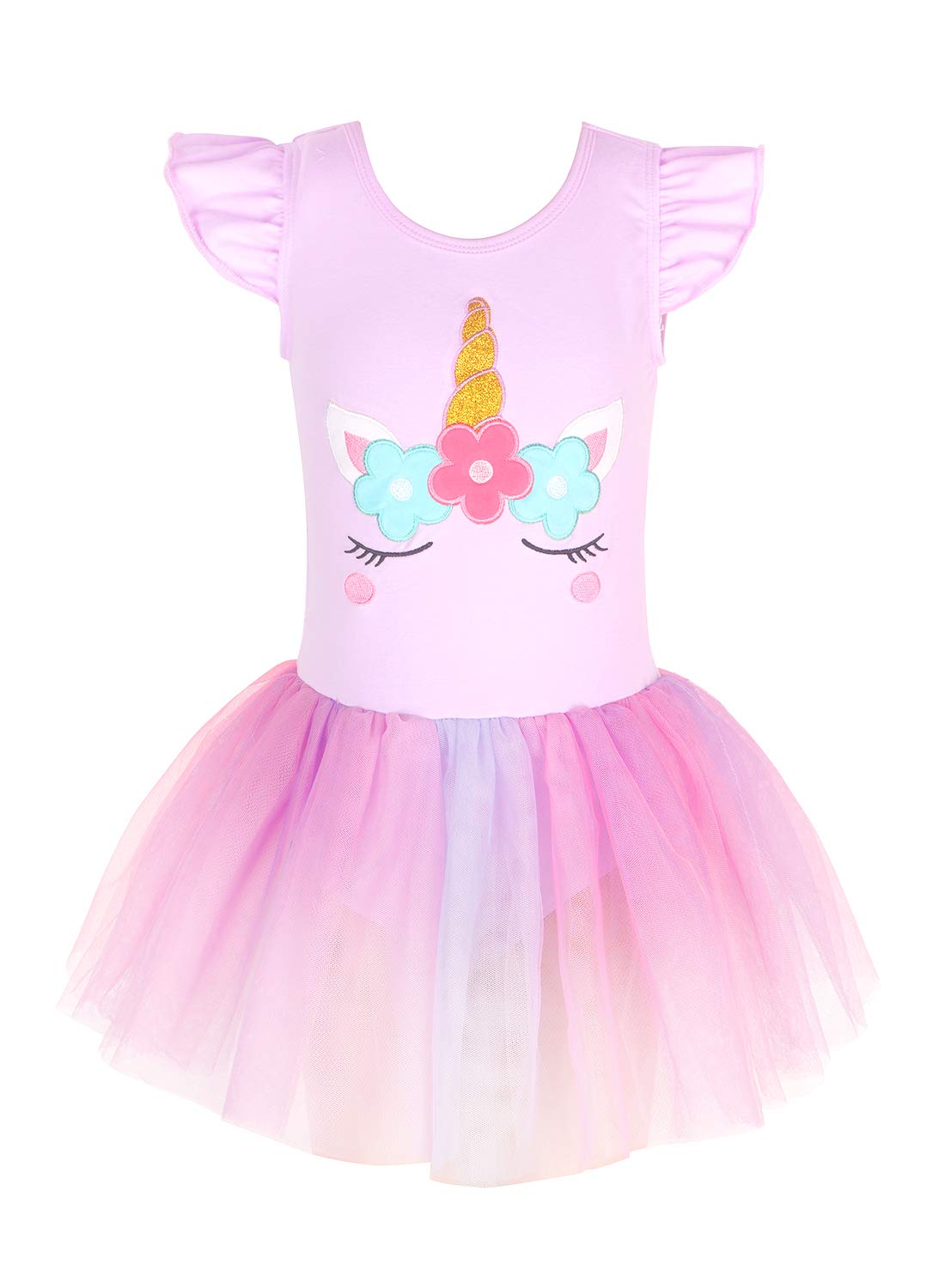 EQSJIU Unicorn Dance Leotards for girls 4t 5t Purple Tutu colorful Rainbow Skirts Paster Adorable Halloween costume 4-5t cute Ballet Dr