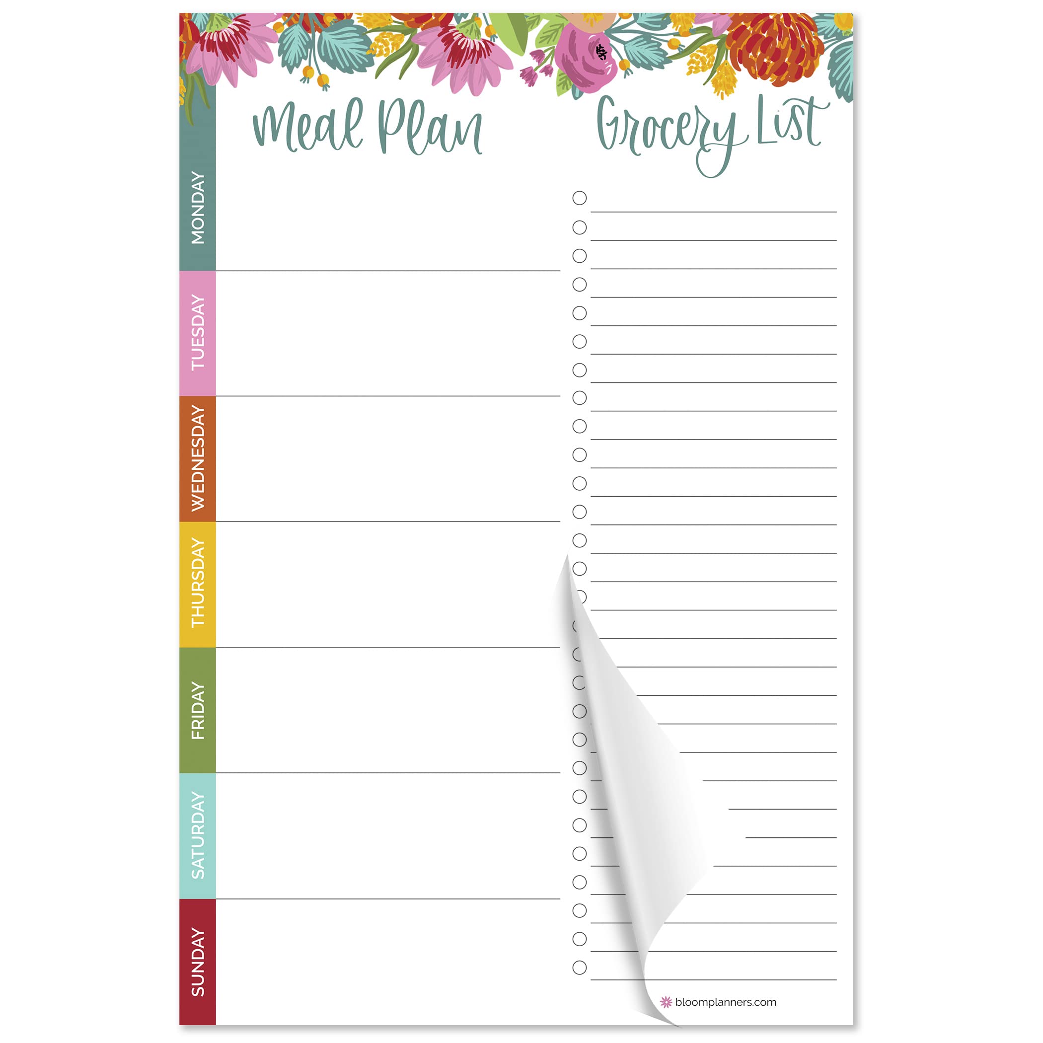 bloom daily planners Weekly Meal Planning Pad - Magnetic Hanging Refrigerator Menu Planner with Tear-Off Sheets  Perforated groc