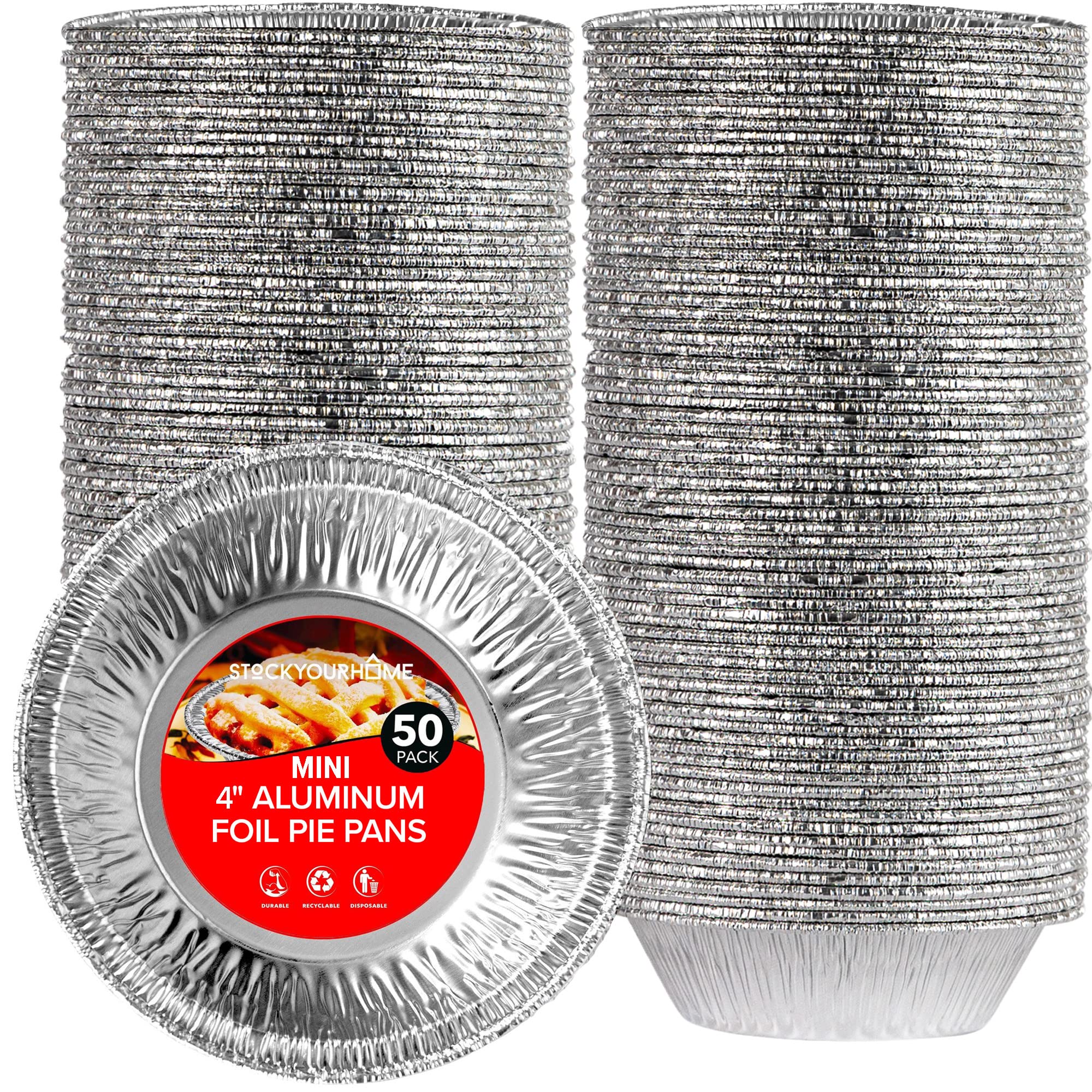 Stock Your Home 4 Inch Aluminum Foil Pie Pans (50 count) - Disposable  Recyclable Mini Pie Pans - Small Pie Tins For Bakeries, c