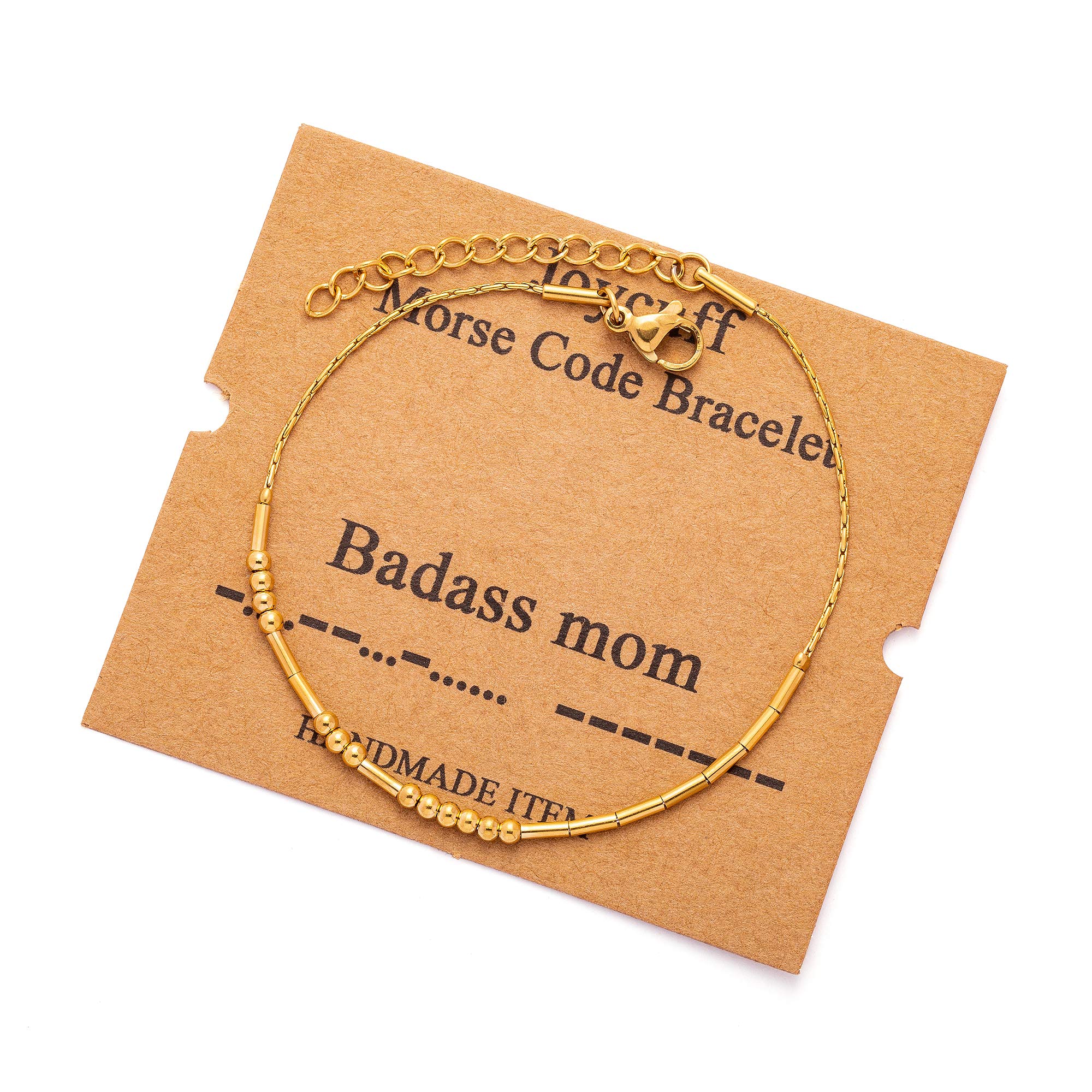 JoycuFF Badass Mom Jewelry for Women Gifts for Women Morse Code Bracelets for Women Mother Mom Mothers Day Birthday Christmas St
