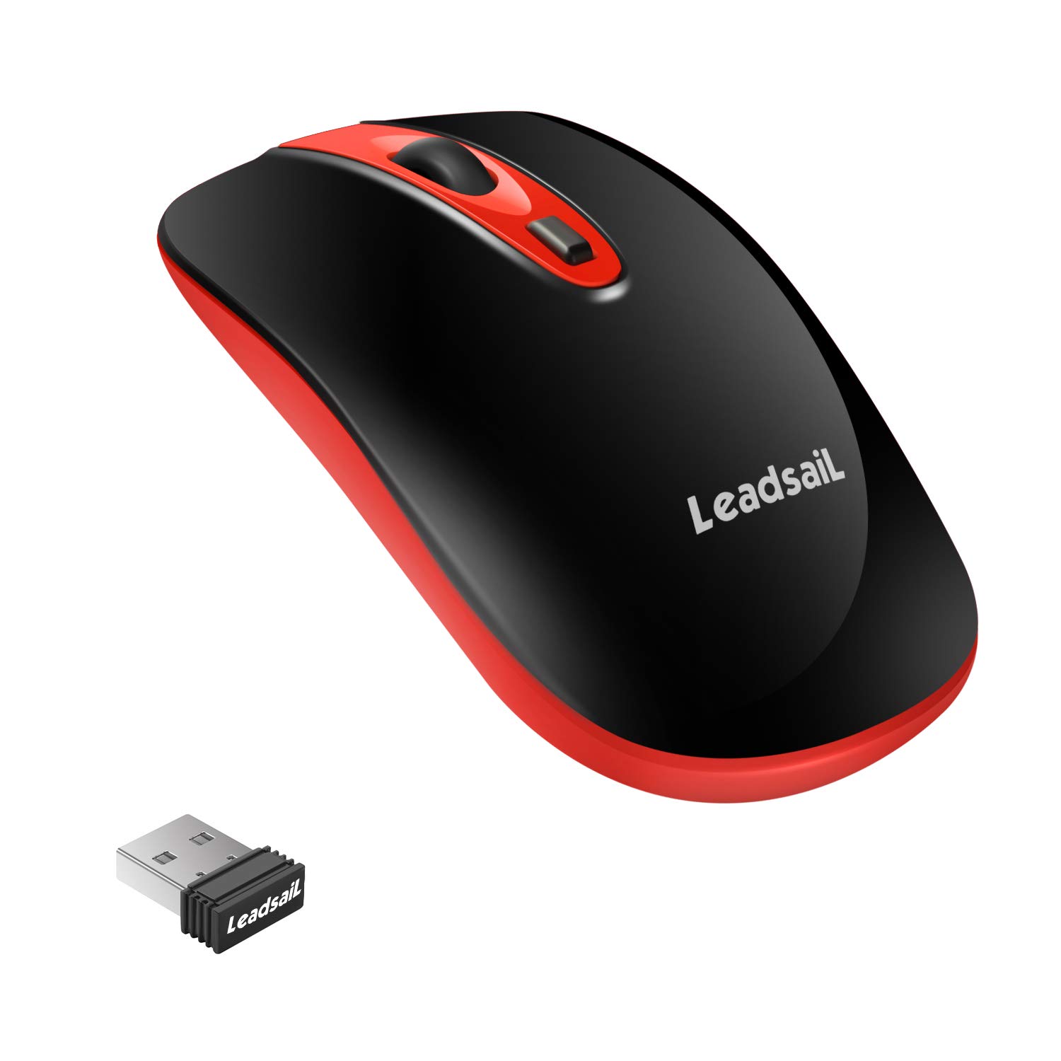 LeadsaiL Wireless computer Mouse, 24g Portable Slim USB Mouse, Silent click Laptop Mouse with One AA Battery 3 Adjustable Levels