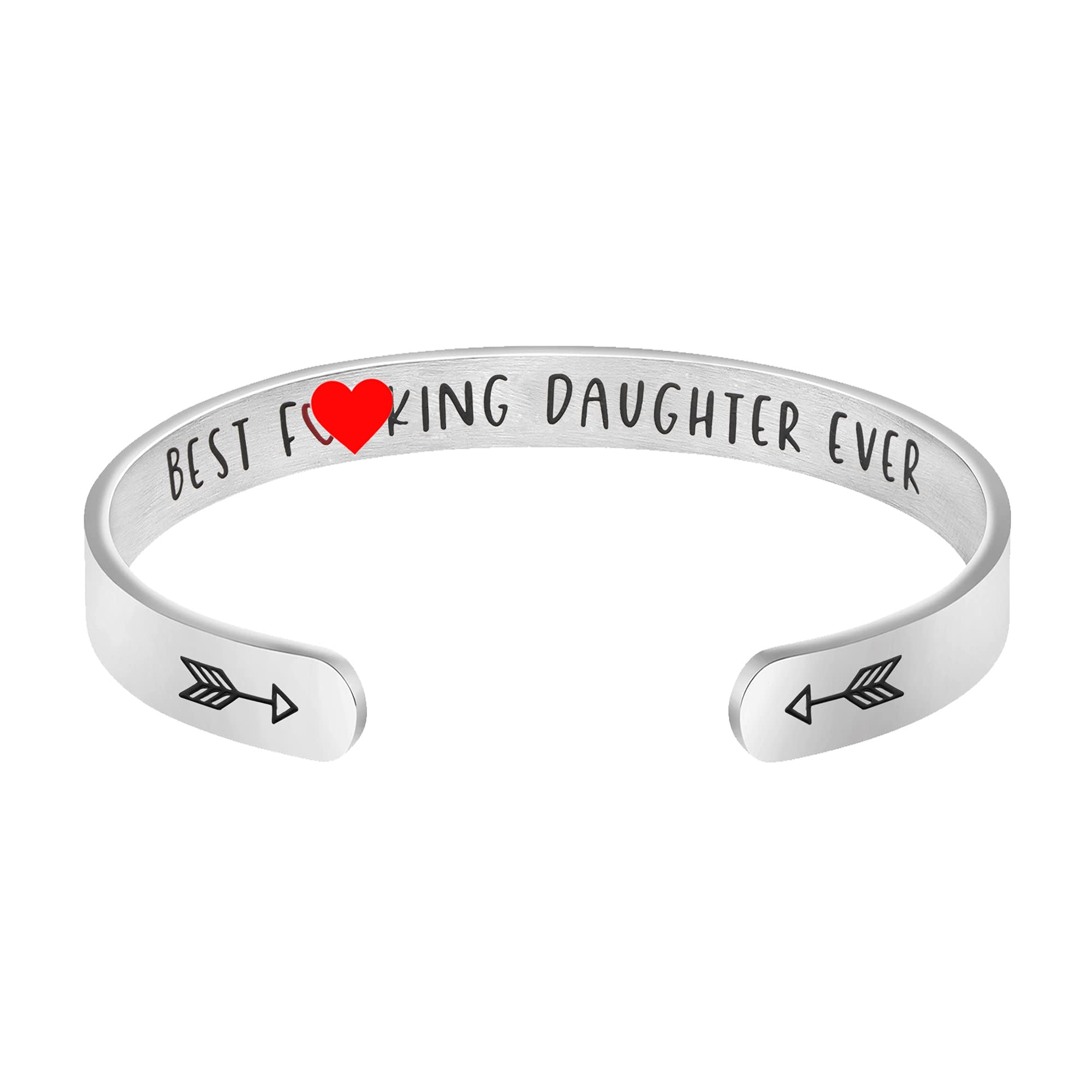 JoycuFF Daughter Gifts from Mom Dad Bracelets for Daughter Women Inspirational Jewelry Encouragement Bangle Stainless Steel Meta