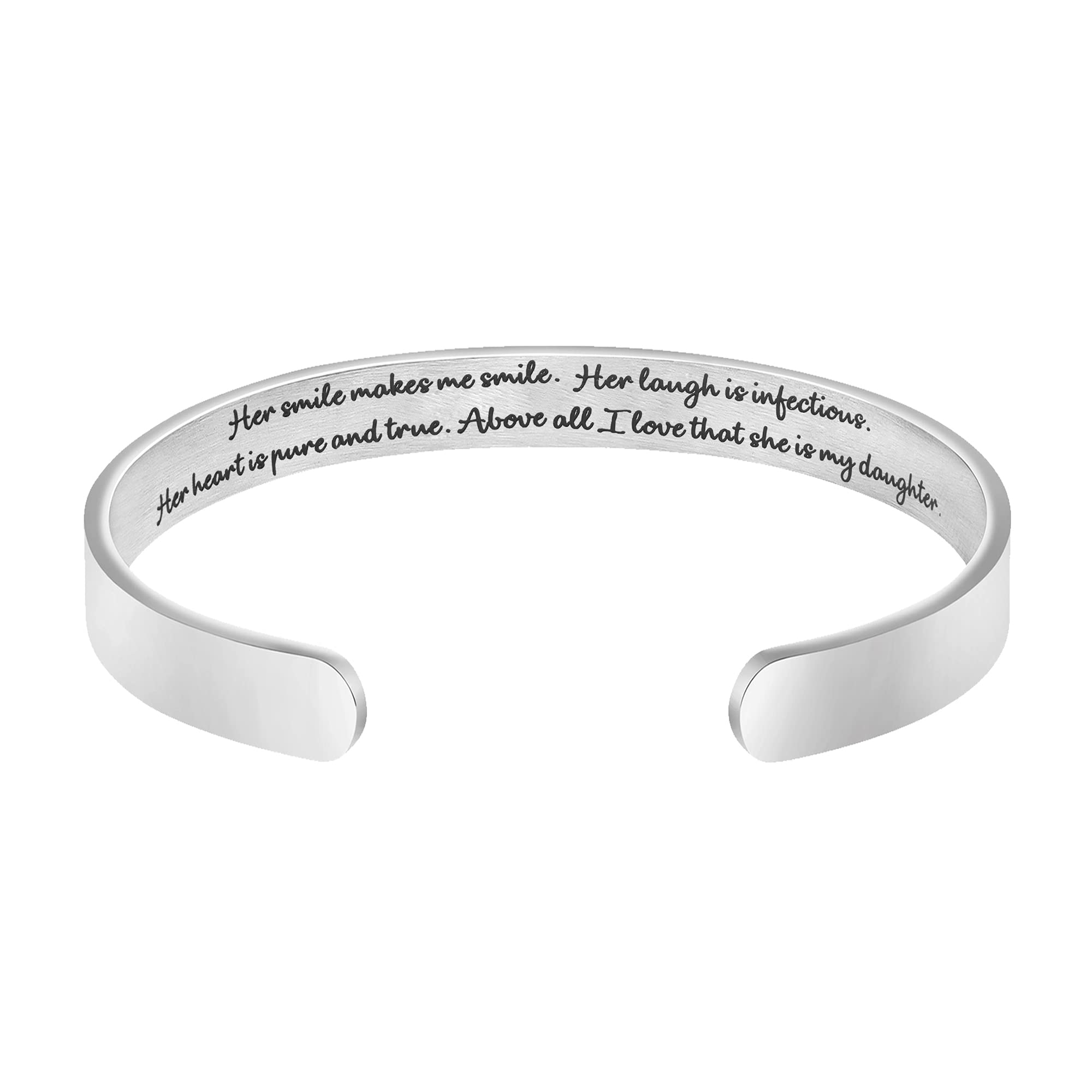 JoycuFF Daughter Gifts from Mom Dad Bracelets for Women Daughter Inspirational Jewelry Encouragement Bangle Stainless Steel Meta