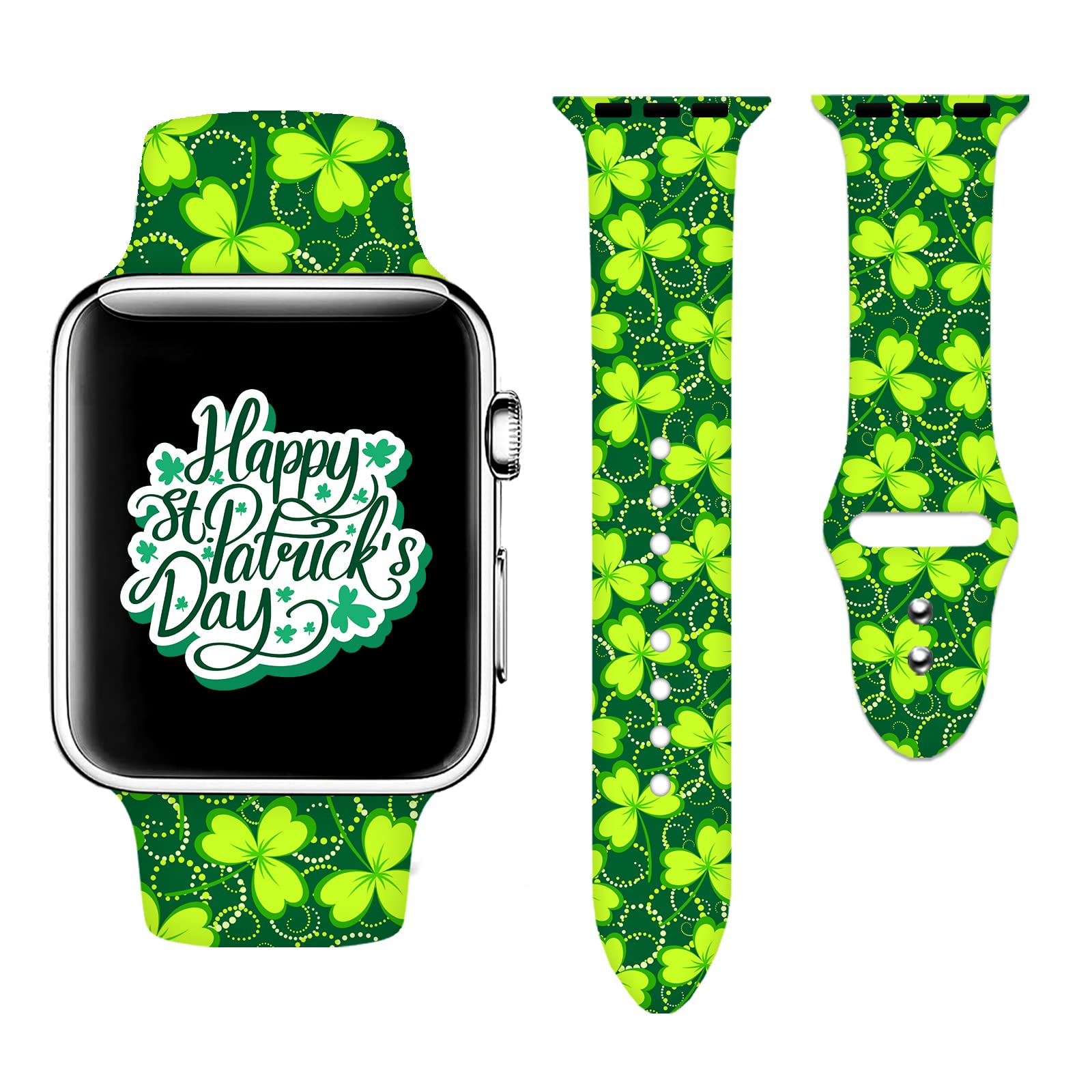 ESLVYXE St Patricks Day Lucky clover Sport Watch Band compatible With Apple Watch 38mm 40mm 41mm 42mm 44mm 45mm 49mm 49mm For Women Men,