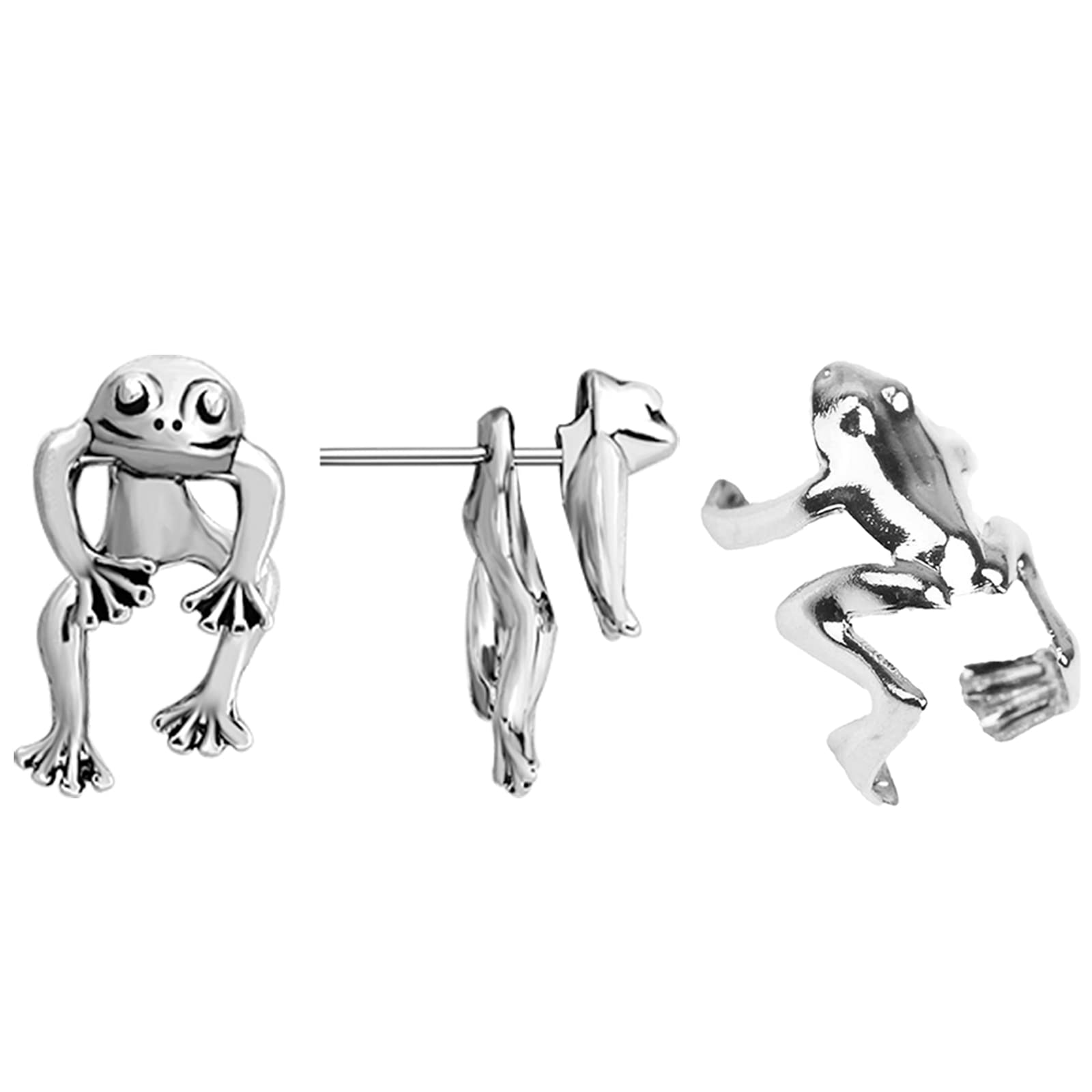 Frodete Silver Frog Earrings for Women Vintage Frogs Shaped Cute Animal Stud Earrings for Teens Girls Frog Jewelry Gifts Christmas Gifts