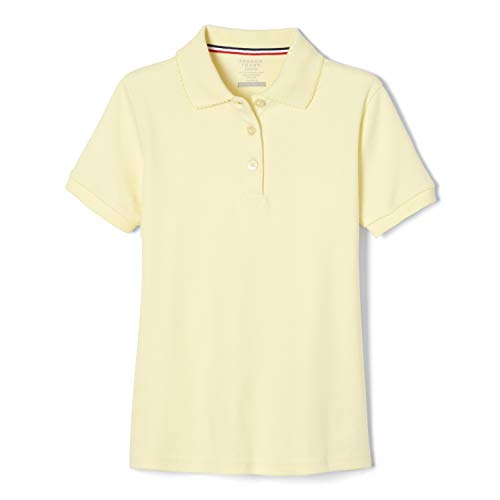 At School by French Toast French Toast girls Size Short Sleeve Interlock Polo with Picot collar, Yellow, Large1416Plus