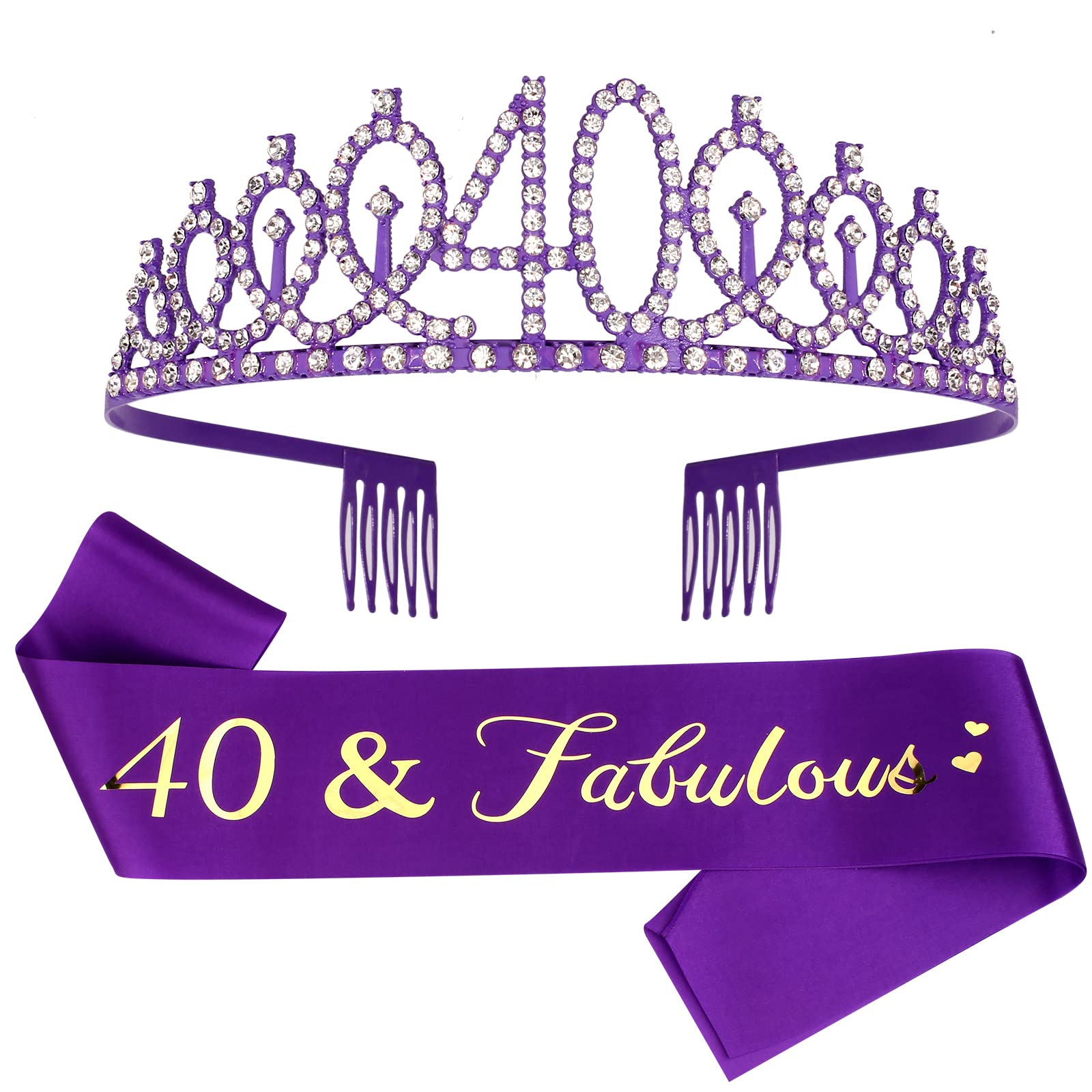 CIEHER '40 & Fabulous' Birthday Crown - Pink Glitter Headband For Women's 40th Birthday Party
