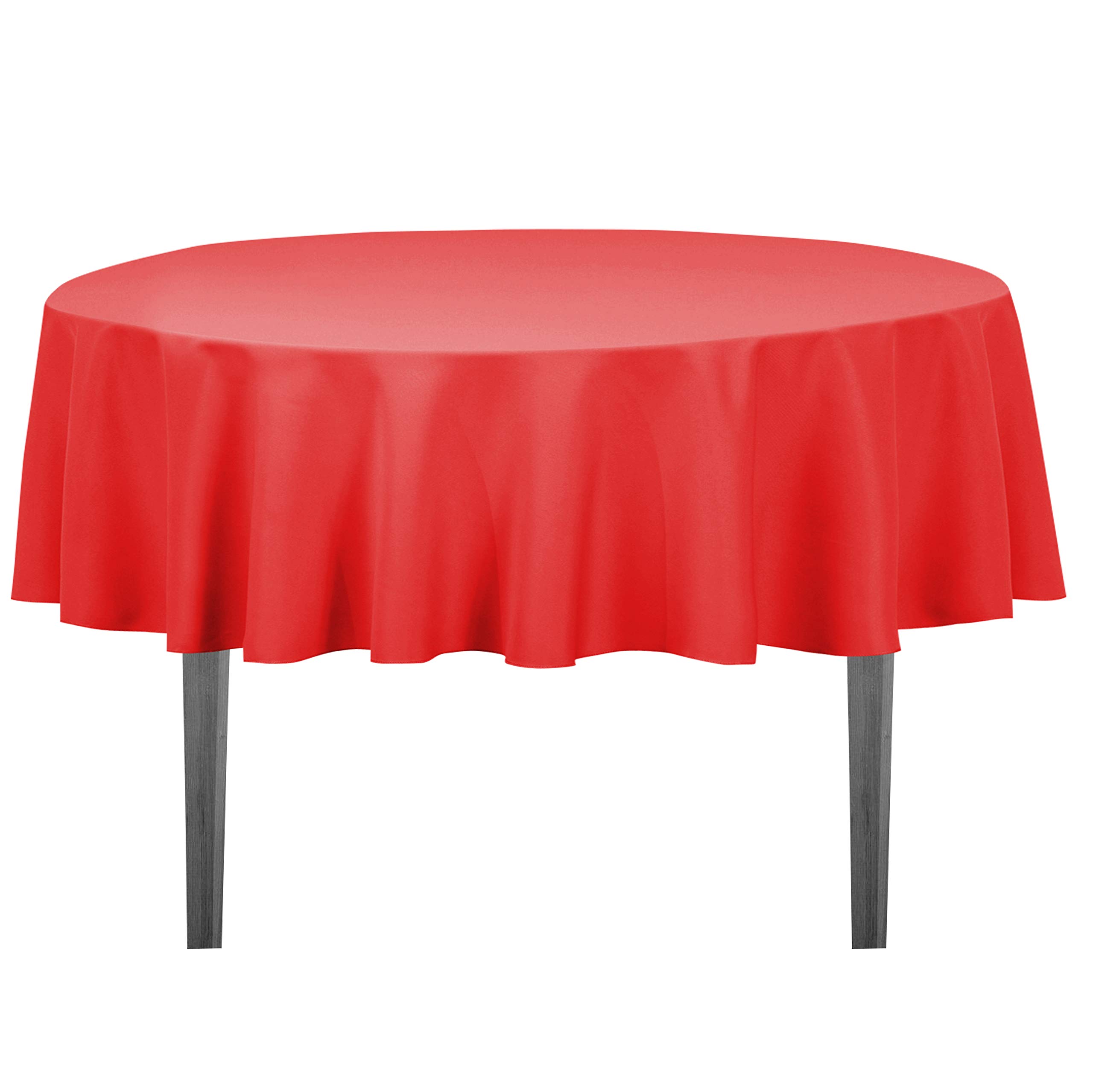 LTC LINENS LinenTablecloth 70-Inch Round Polyester Tablecloth Red