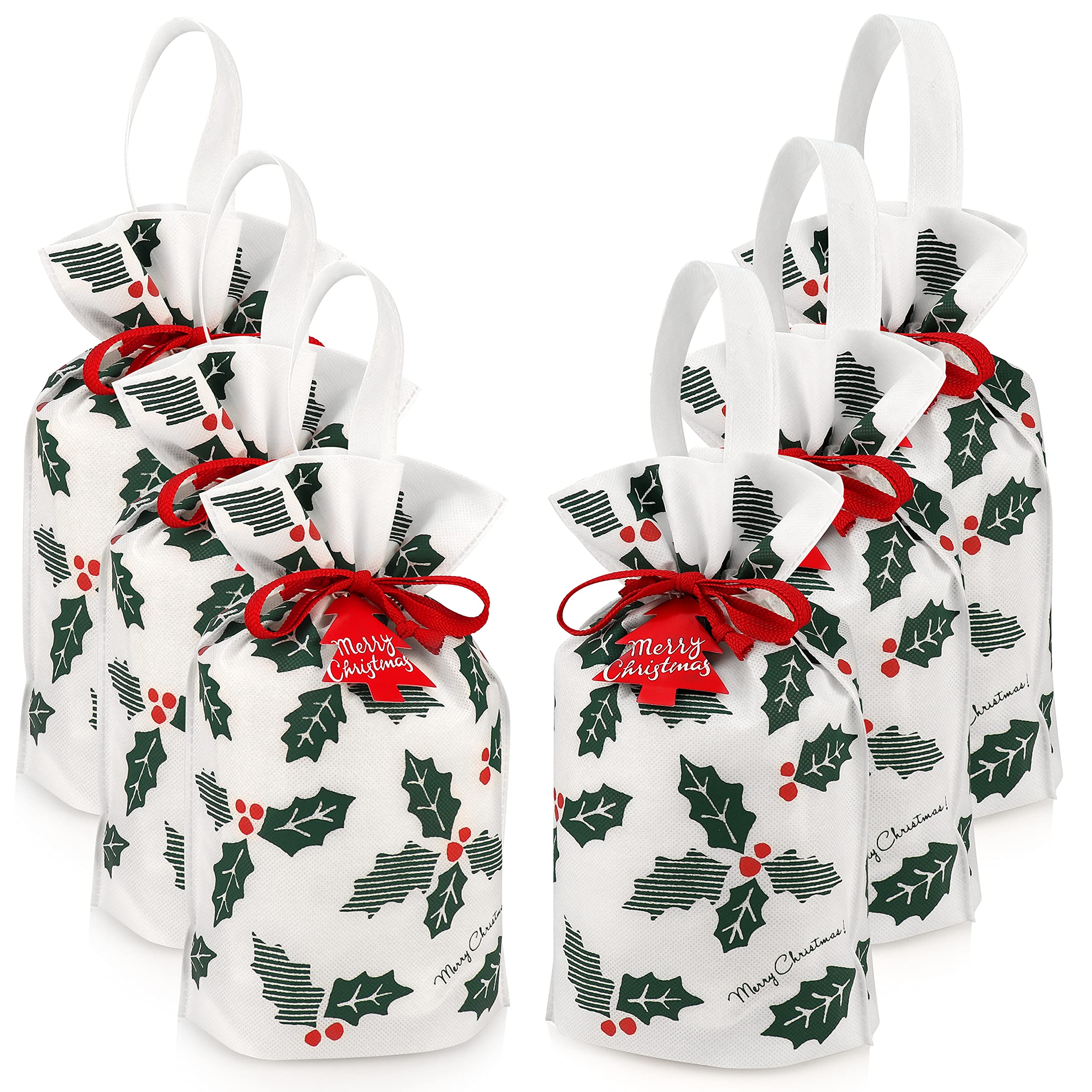 Mistorri Fabric gift Bags for christmas Presents, Set of 6 christmas Drawstring gift Bags, cloth gift Bags, christmas gift Bags, christma
