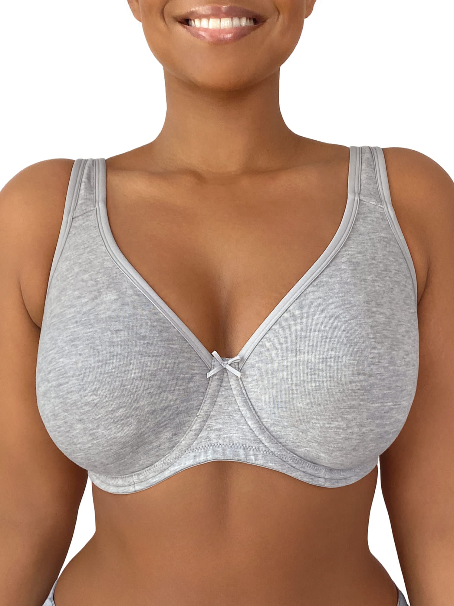 Fruit of the Loom Womens Plus-Size cotton Unlined Underwire Bra, Heather  grey, 46c