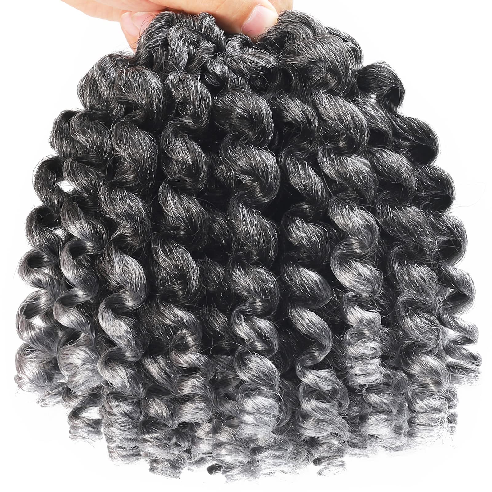 Svolna Jamaican Bounce crochet Hair Extensions 8 inch Ringlet Wand curl crochet Hair curly crochet Braids grey crochet Braiding Hair 60