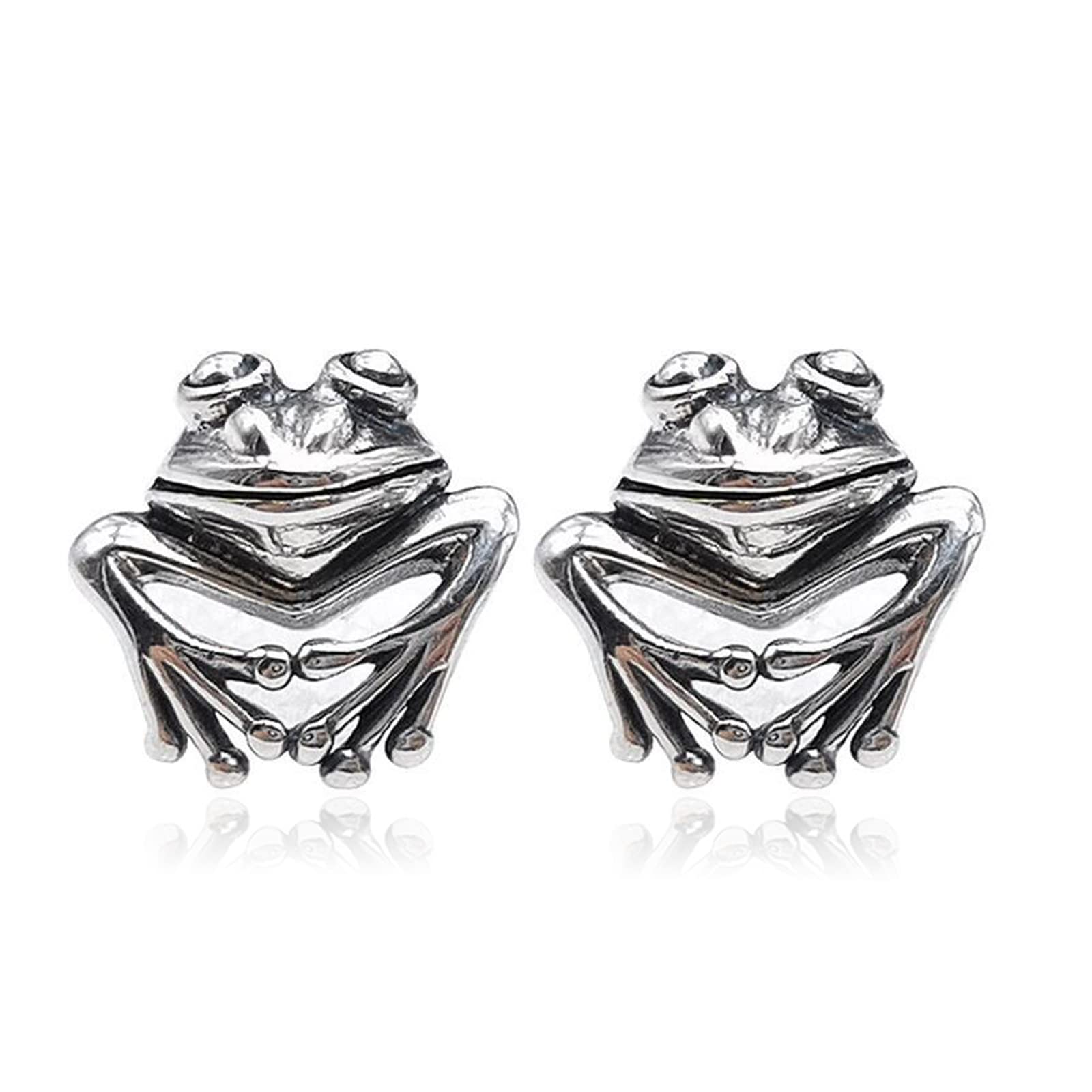 Frodete Silver Frog Earrings for Women Vintage Frogs Shaped Stud Earrings Cute Animal Earrings for Teens Girls Frog Stuff Jewelry Gifts