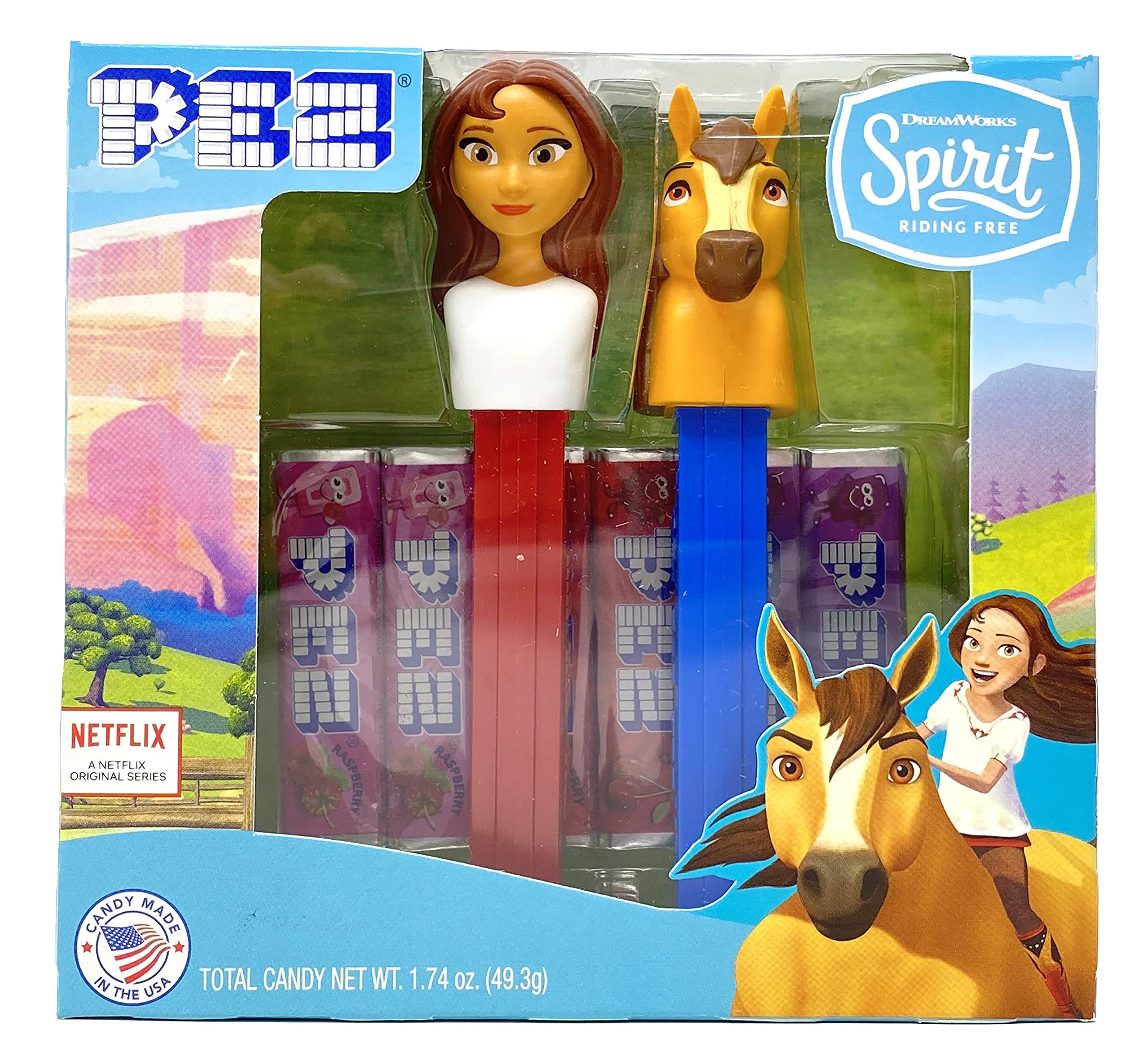 Pez candy Spirit gift Set - Includes Lucky and Spirit Dispensers and 6 Rolls, Mixed-Fruit, 1 count