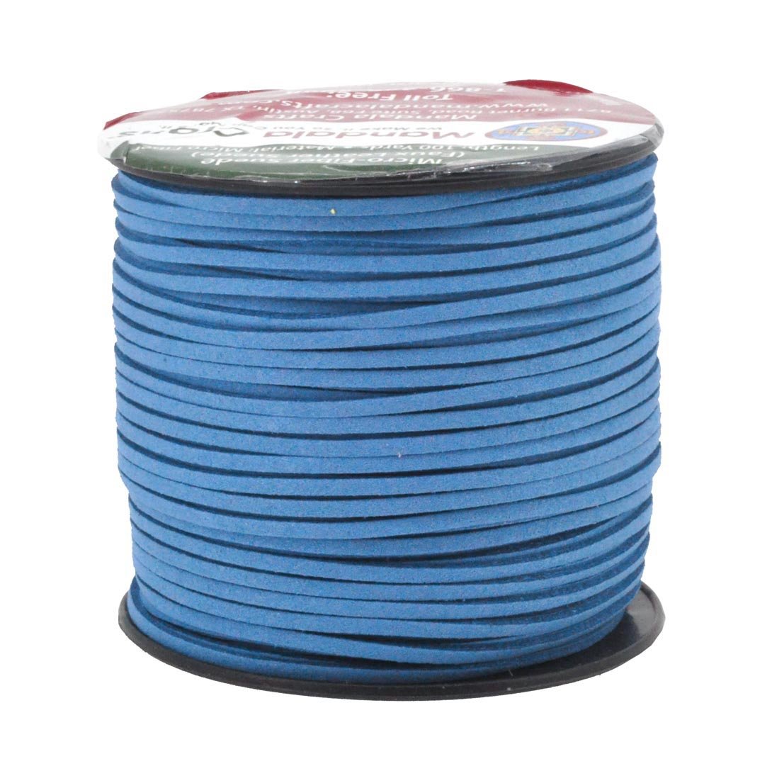 Mandala crafts 100 Yards 265mm Steel Blue Faux Suede cord Flat Vegan