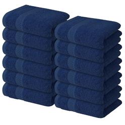 Infinitee Xclusives Premium Navy Blue Washcloths Set - Pack of 12, 13x13 Inches 100 cotton Wash cloths for Your Body and Face To