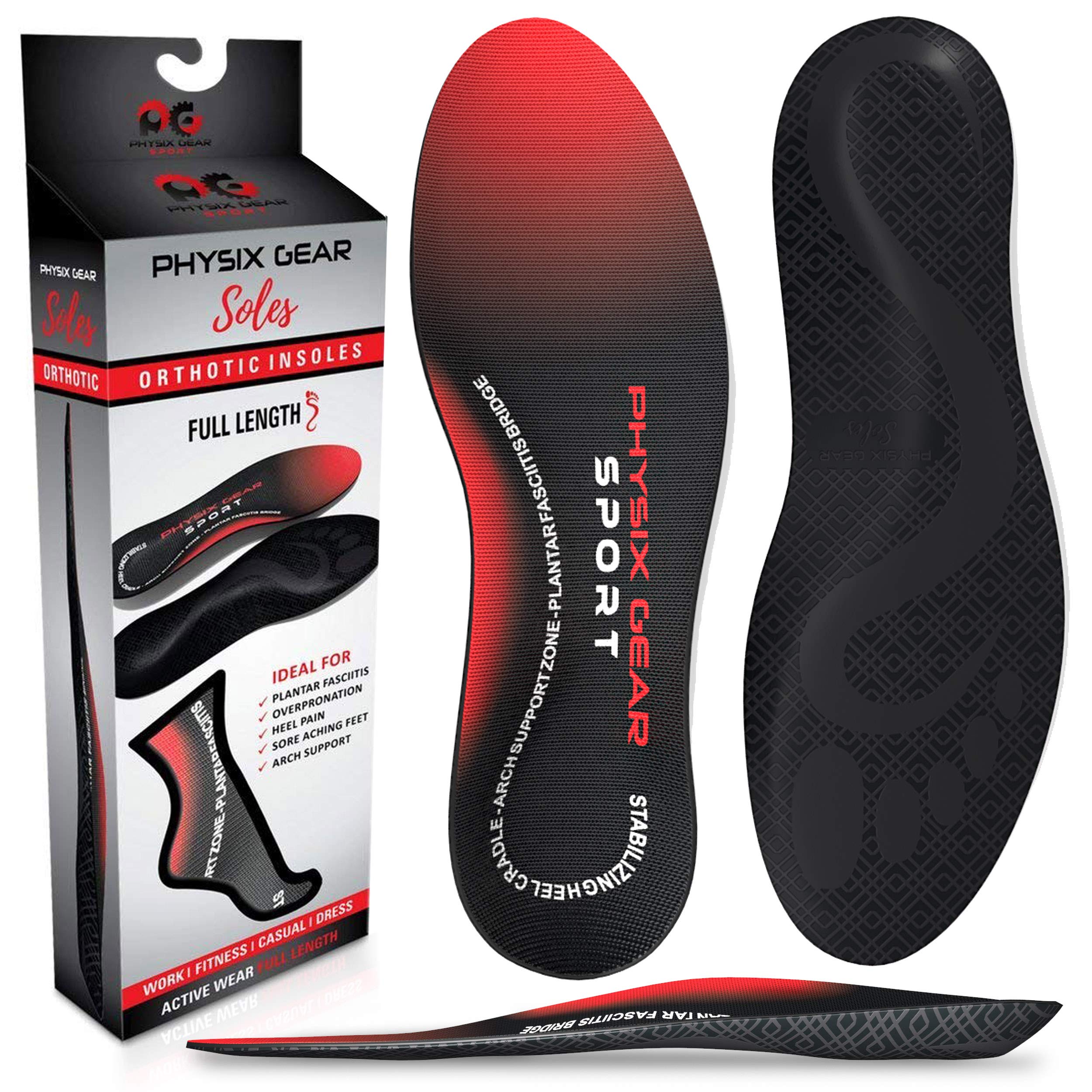 Physix Gear Sport Arch Support Insoles Men  Women by Physix gear Sport - Orthotic Inserts for Plantar Fasciitis Relief, Flat Foot, High Arches, Sh