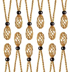 Anjiucc 12 PCS Coffee Color Crystal Cage Necklace Holder Necklace Cord Empty Stone Holder Pendant Stone Holder Replacement Hand-