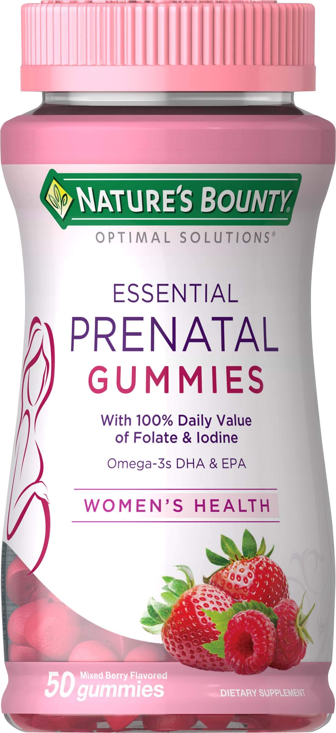 Nature's Bounty Natures Bounty Essential Prenatal gummies, Folic Acid and Iodine, Omega 3 and DHA, 50 count