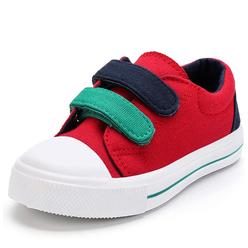 K KomForme Toddler Boys  girls Shoes Kids canvas Sneakers with cartoon Dual Hook and Loops, Size 12 Little Kid, Red