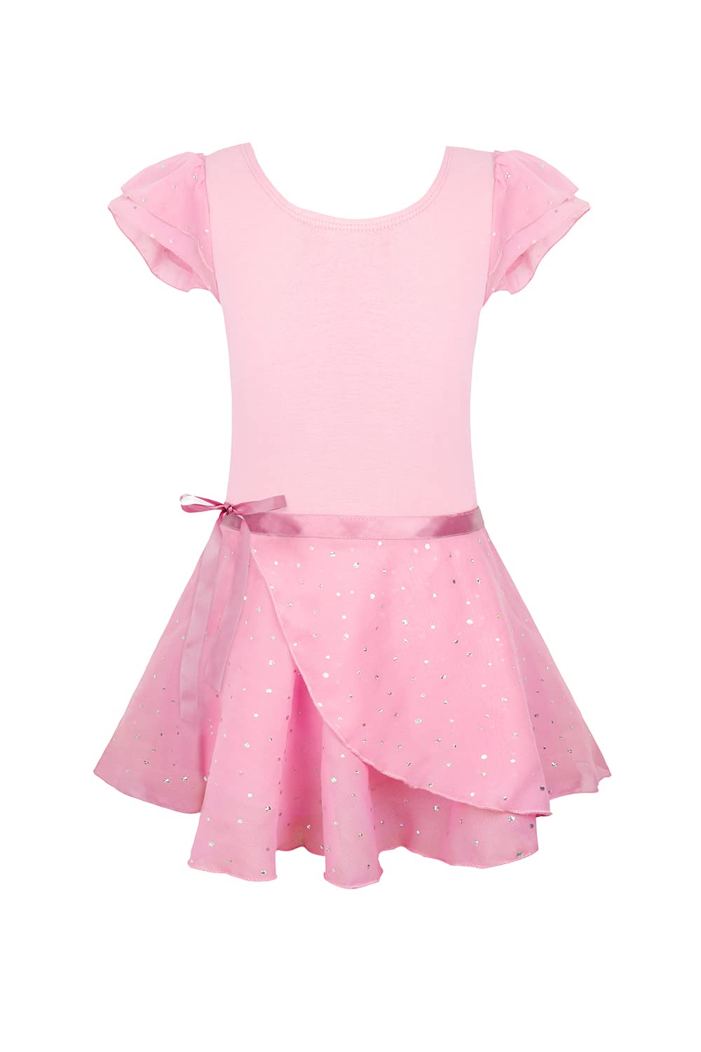 EQSJIU Leotards For girls Ballet Pink Dance Dress Skirted Leotards Size 7-8 Years Old Ruffle Sleeve Sequins Sparkles Toddler gir