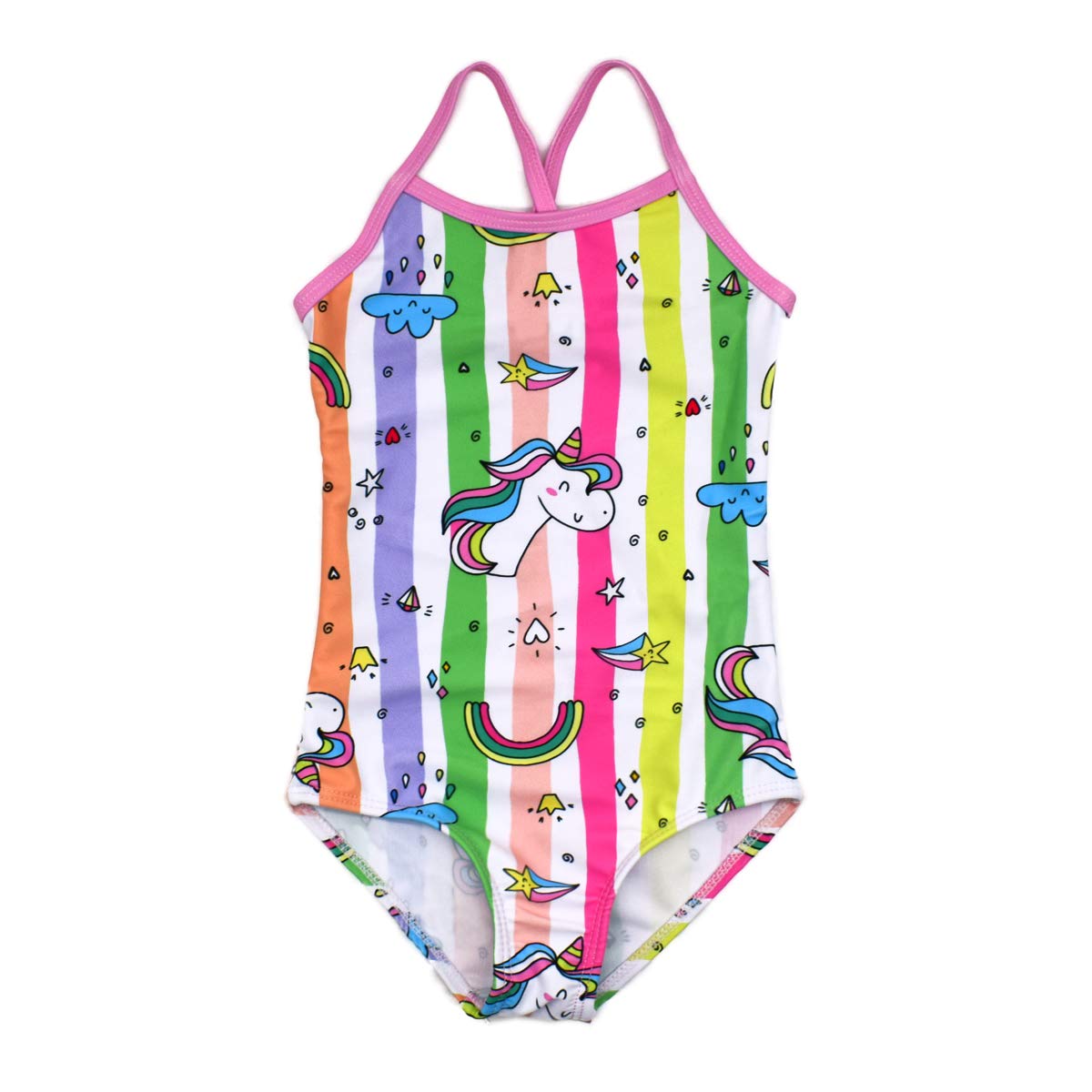 HONISEN Little Toddler girls One Pieces Swimsuit cute Swimwear Bathing Suits Unicorn 4T