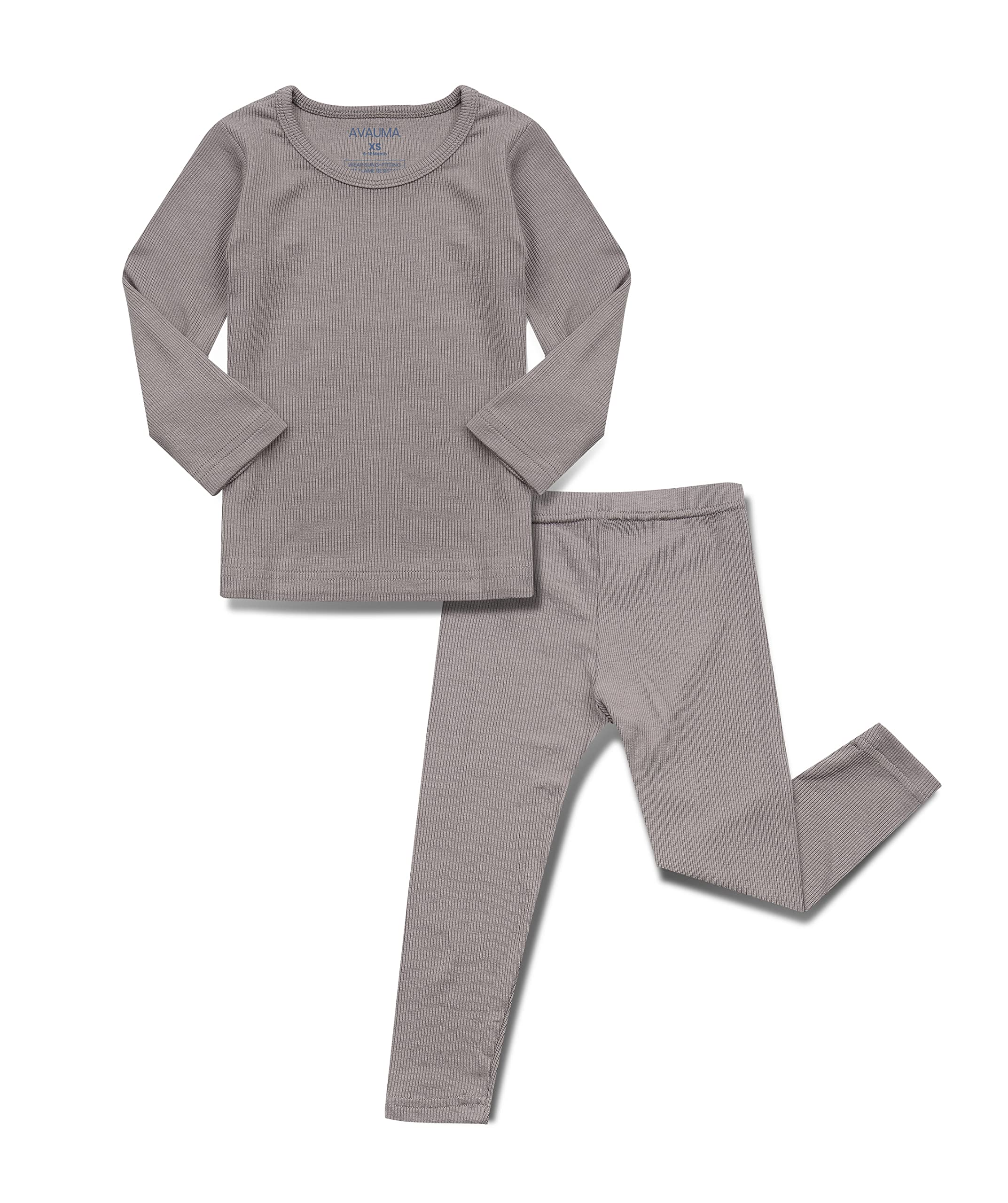 AVAUMA Baby Boys girls Pajama Set Kids Toddler Snug fit Ribbed Sleepwear pjs for Daily Life Style (XScocoa(L))