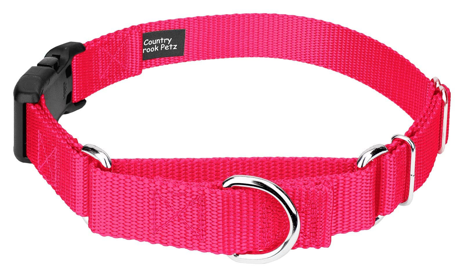 Country Brook Design country Brook Petz - Hot Pink Heavyduty Nylon Martingale with Deluxe Buckle - 30 Vibrant color Options (34 Inch, Small)