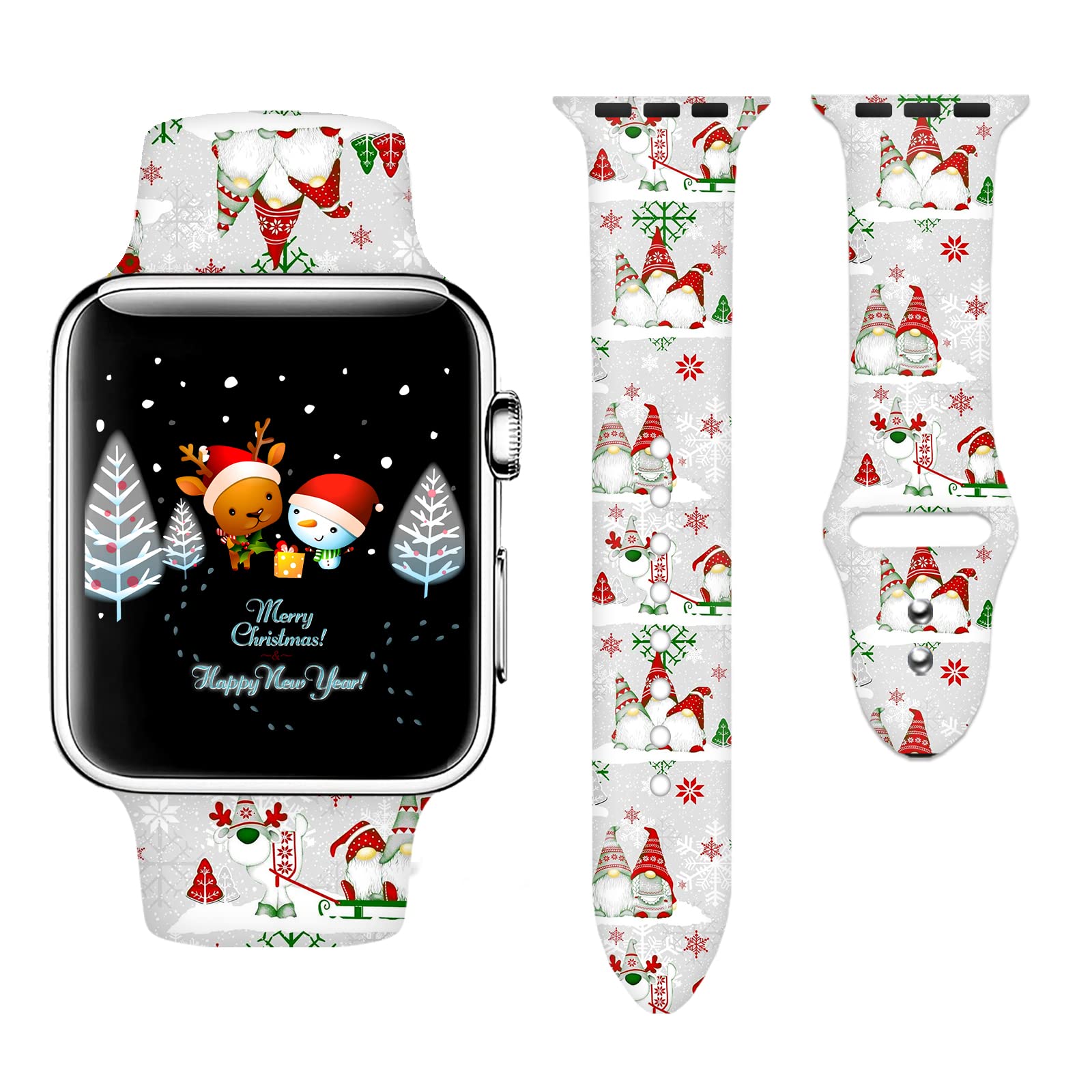 Bvatiuo christmas cute Santa Snowflake gifts Watch Band compatible with Apple Watch Bands 38mm 40mm 41mm 42mm 43mm 44mm 45mm for Women M