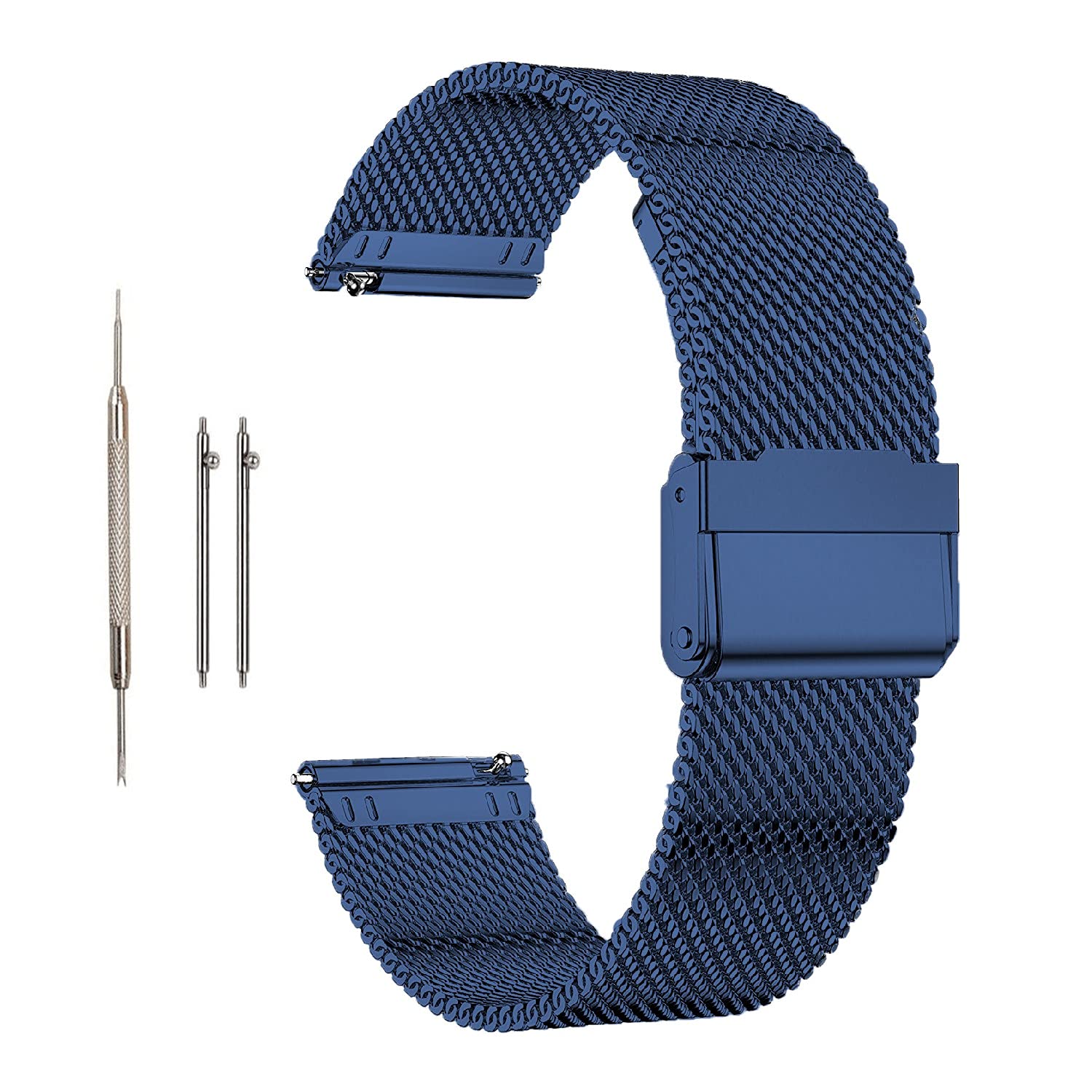 Moran Stainless Steel Mesh Watch Band 18mm Quick Release Blue