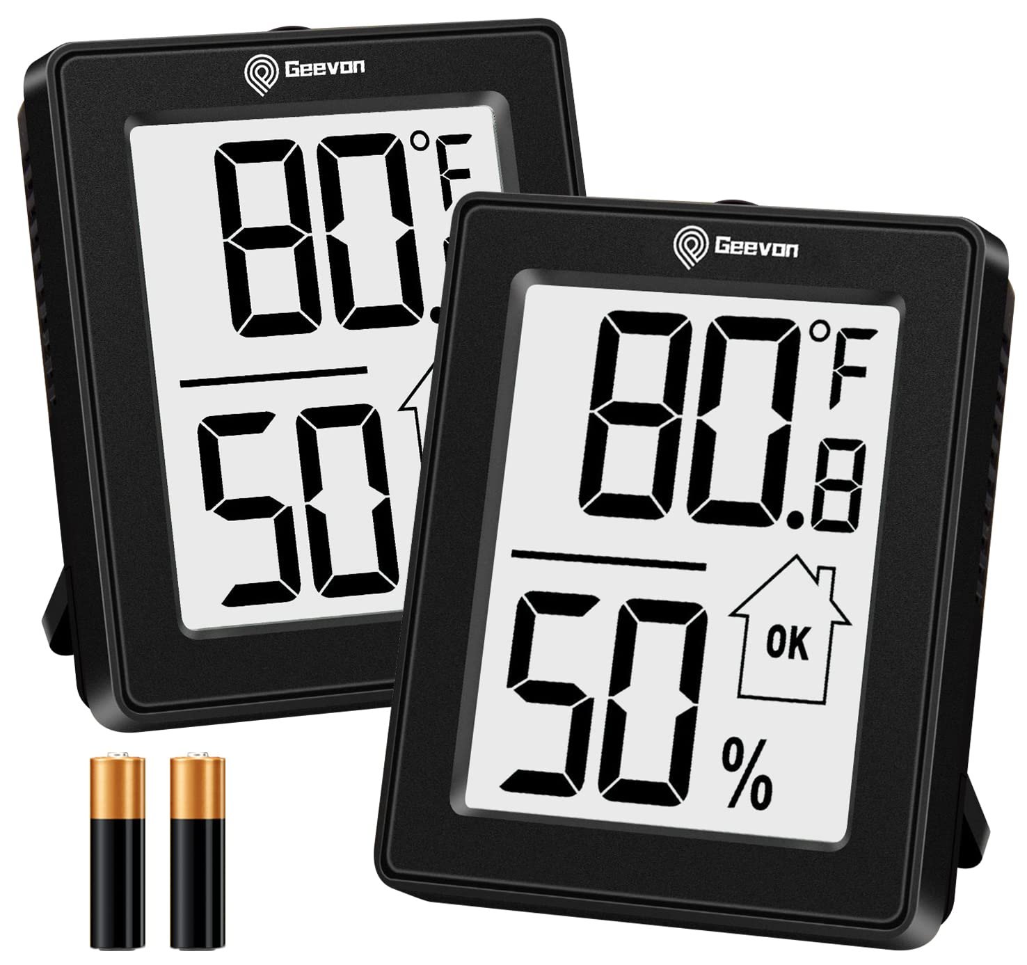 geevon Hygrometer Indoor Thermometer Room Humidity gauge with Battery,Digital Temperature gauge Humidity Meter Indicator for Hom