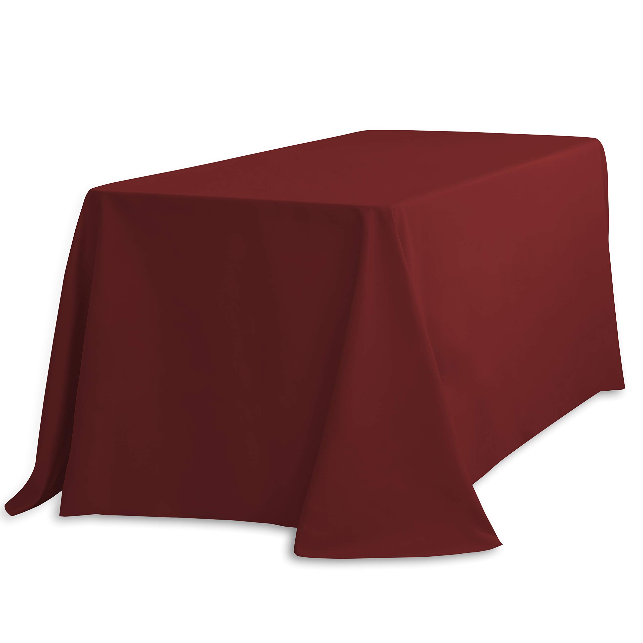 LTC LINENS LinenTablecloth 90 x 132-Inch Rectangular Polyester Tablecloth Burgundy