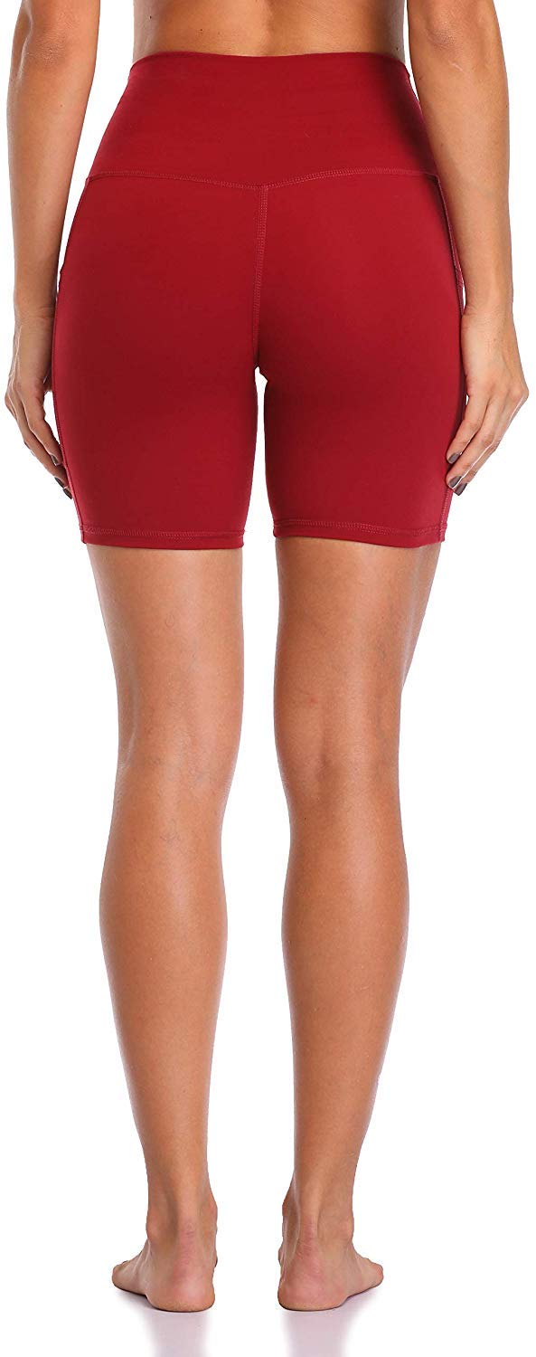 colorfulkoala Womens High Waisted Biker Shorts with Pockets 6 Inseam  Workout Yoga Tights (XS, Rose Red)