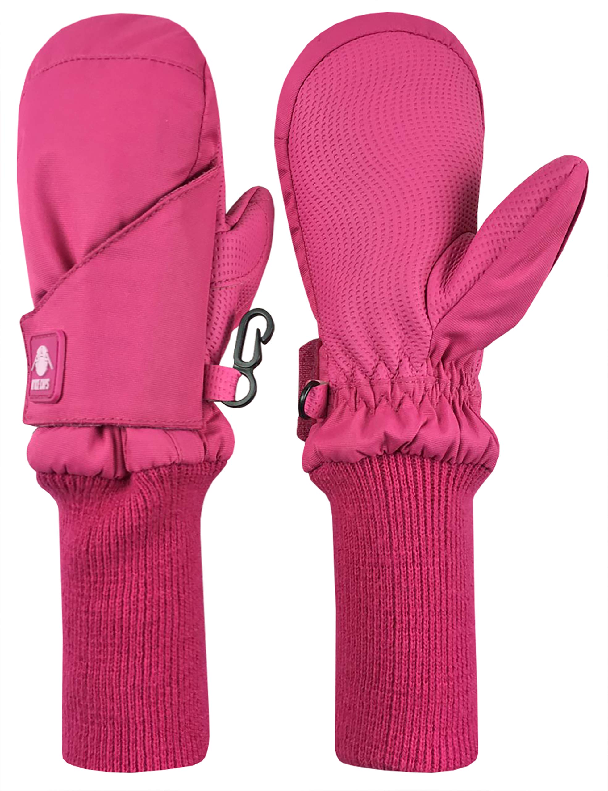 N'ice Caps NIce caps Kids Waterproof Snow Mittens - Thinsulate Boys girls cold Weather (Fuchsia Extended cuffs, 1-2 Years)