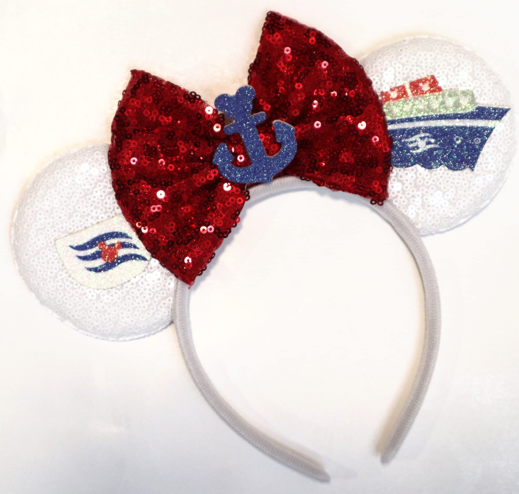 cLgIFT cruise Minnie Ears,Pick your color, Boat Minnie Ears, Nautical minnie ears, Rainbow Sparkle Mouse Ears,classic Red Sequin