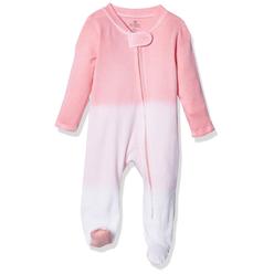 HonestBaby baby girls Organic cotton Footed  Play Pajamas and Toddler Sleepers, Dip Dye Pink, Newborn US