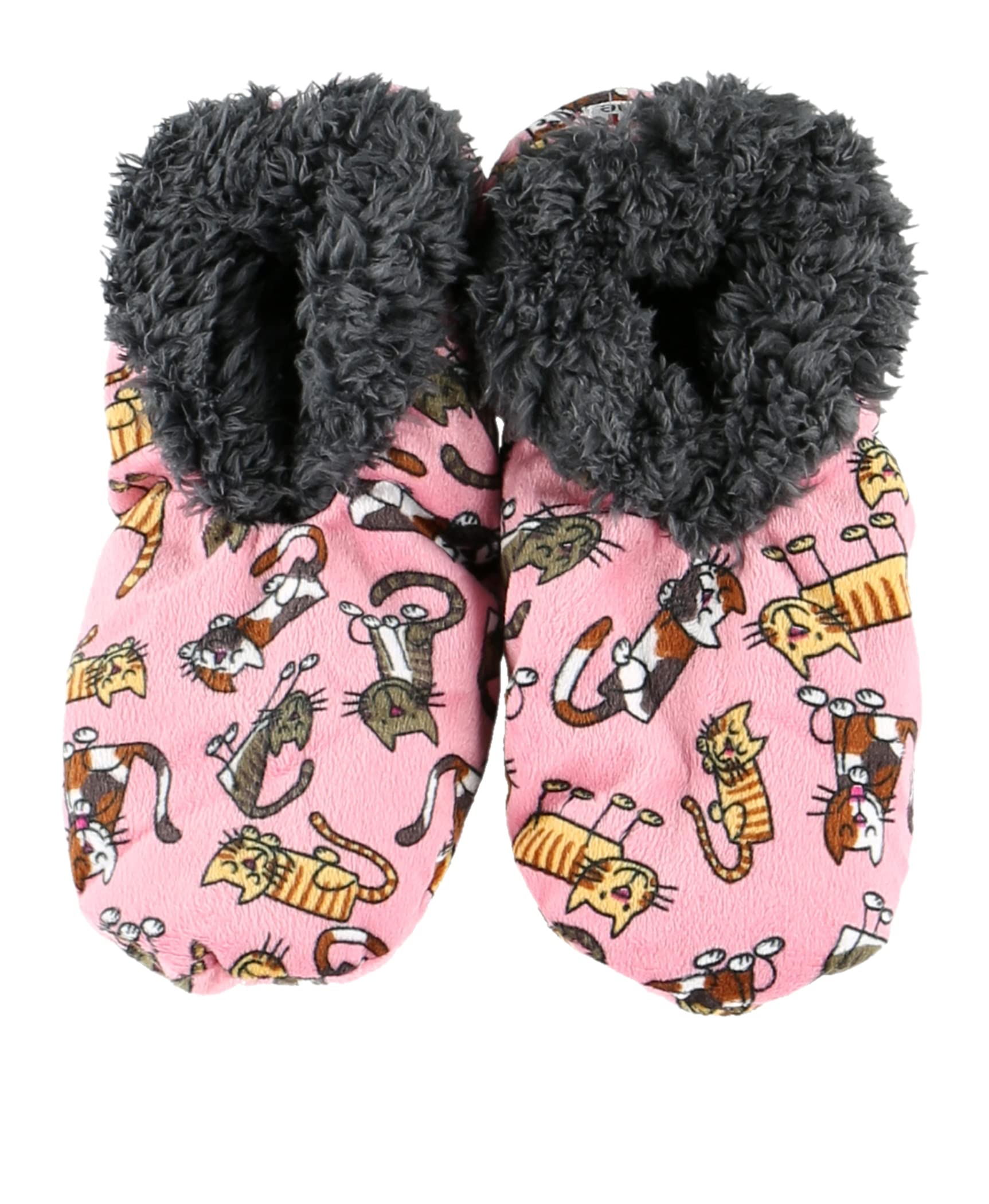 Lazy One Fuzzy Feet Slippers for Women, cute Fleece-Lined House Slippers, cat Nap, Non-Skid