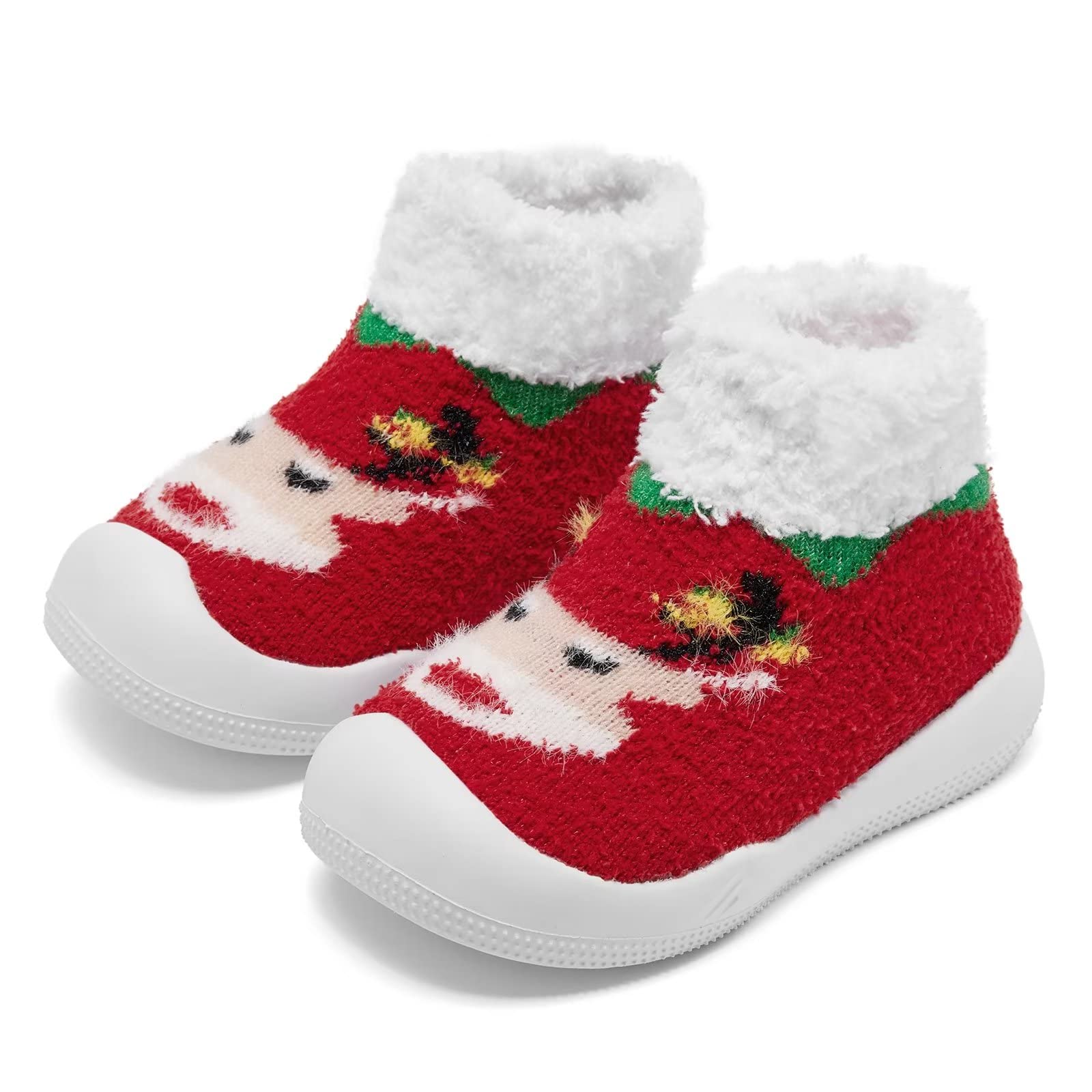 Eashi christmas Baby Shoes girls Boys Warm Baby Winter Shoes cozy Fleece Booties Fuzzy Sock Shoes with Soft Rubber Sole Infant Sneaker
