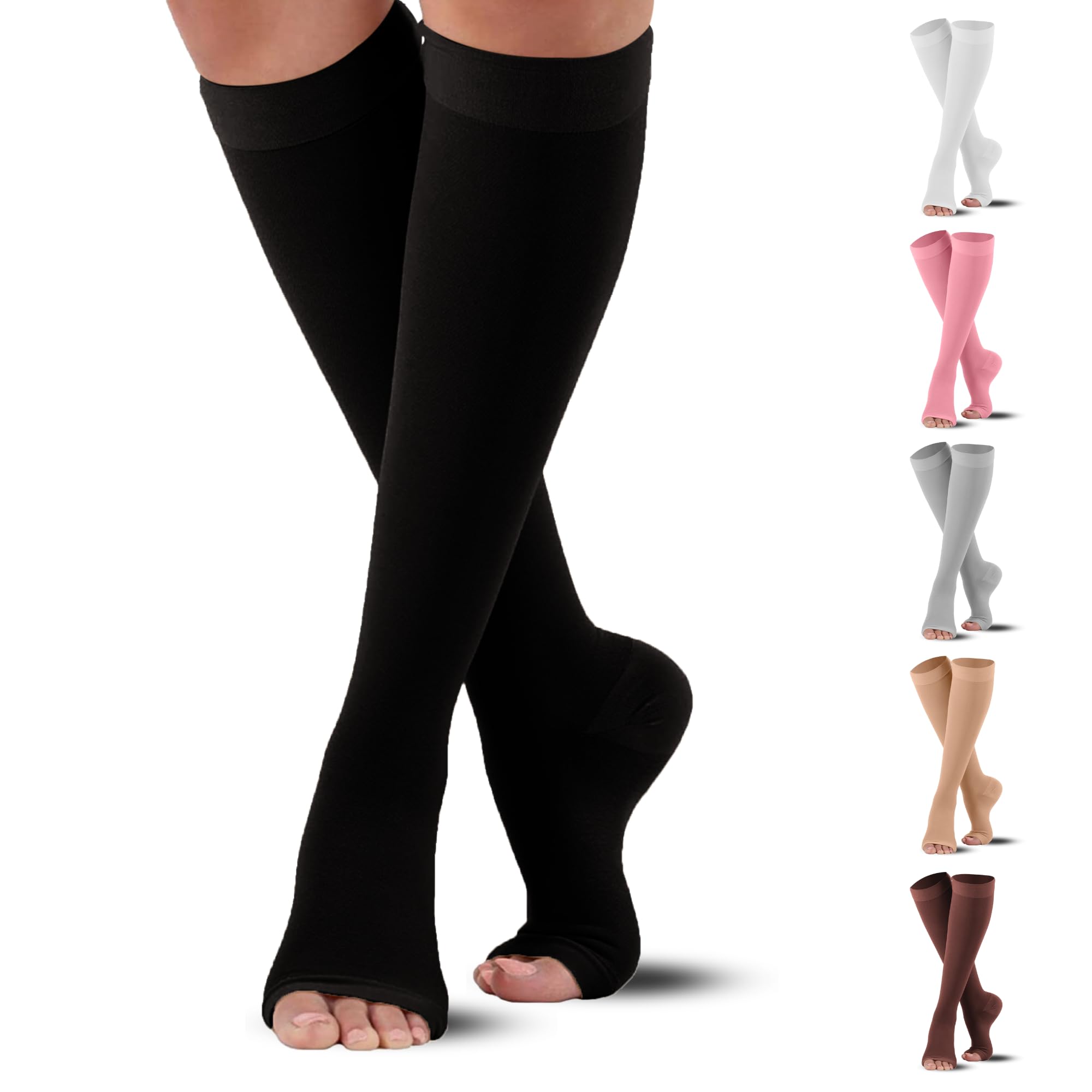 Mojo Compression Socks Made in USA 20-30 mmHg Opaque Knee-High Graduated Compression Stockings for CVI, Swelling, and Spider Vei