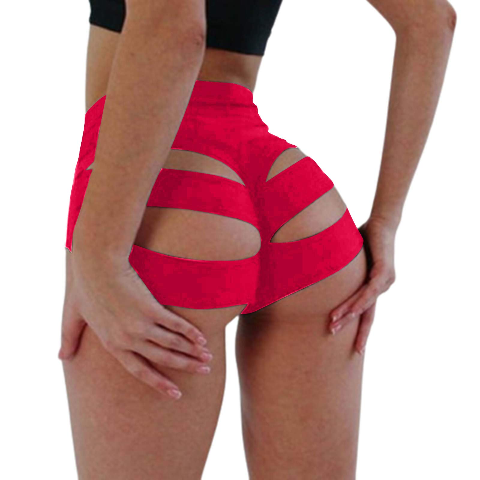 BZB Goods BZB Womens Yoga Shorts cut Out Scrunch Booty Hot Pants High Waist gym Workout Active Butt Lifting Sports Leggings (Red,Medium)
